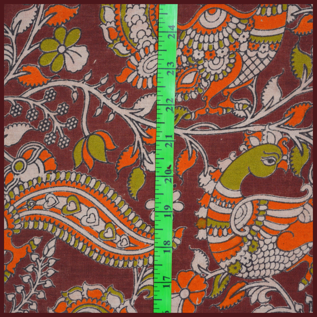 BROWN- BLOCK PRINT COTTON PEDANA KALAMKARI FABRIC 31