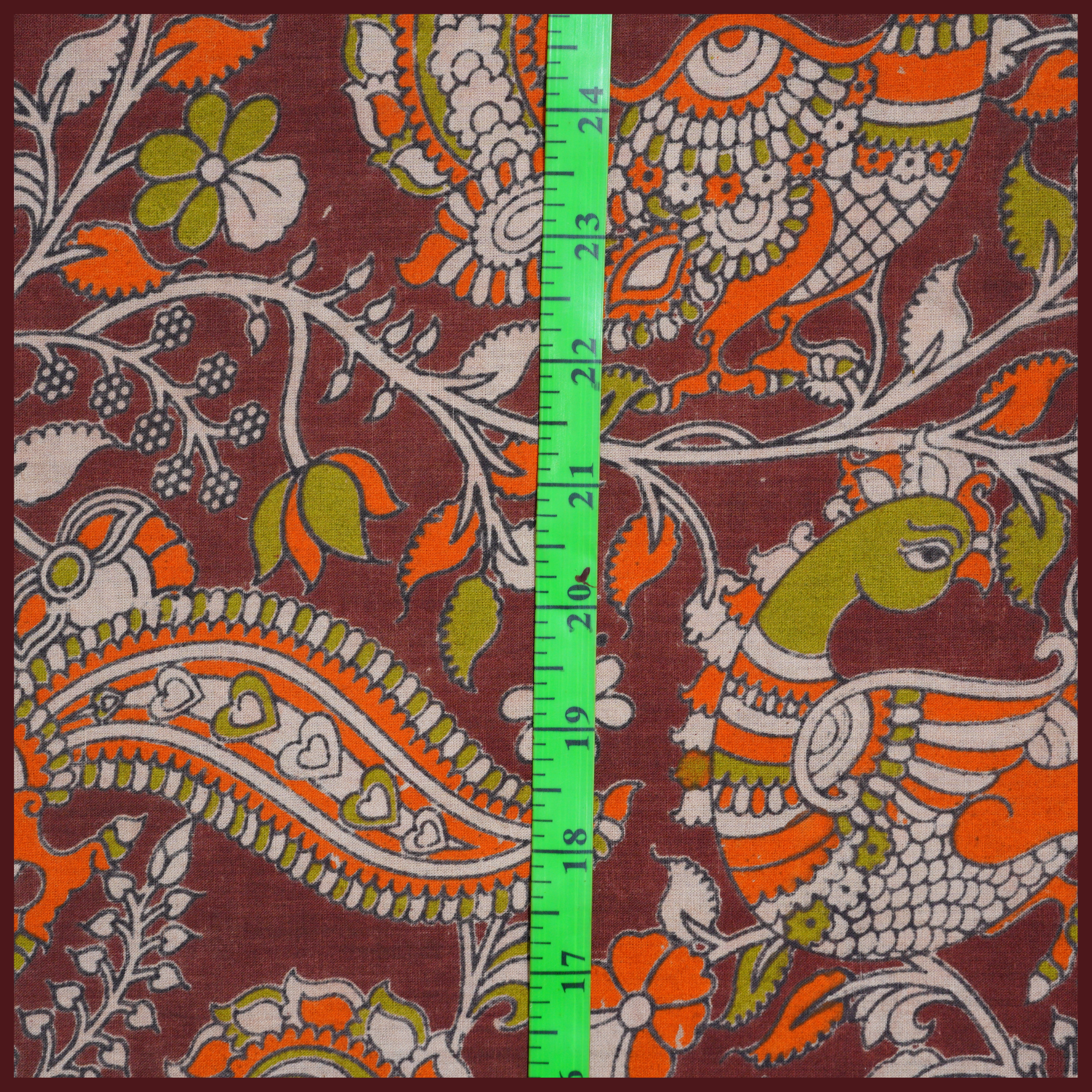 BROWN- BLOCK PRINT COTTON PEDANA KALAMKARI FABRIC 31