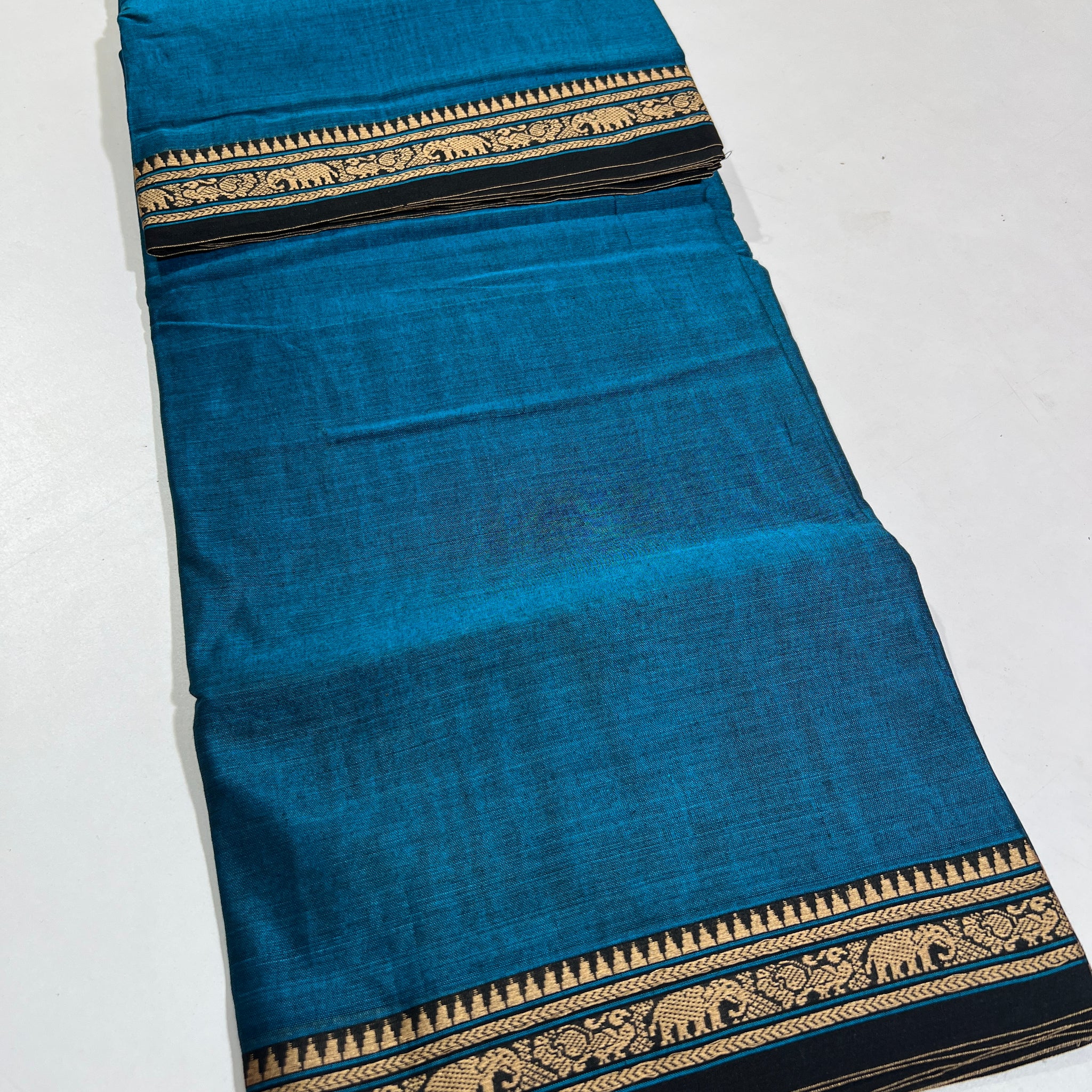 BLUE- NARAYANPETA COTTON  SAREE WITH TRADITIONAL BORDER 42