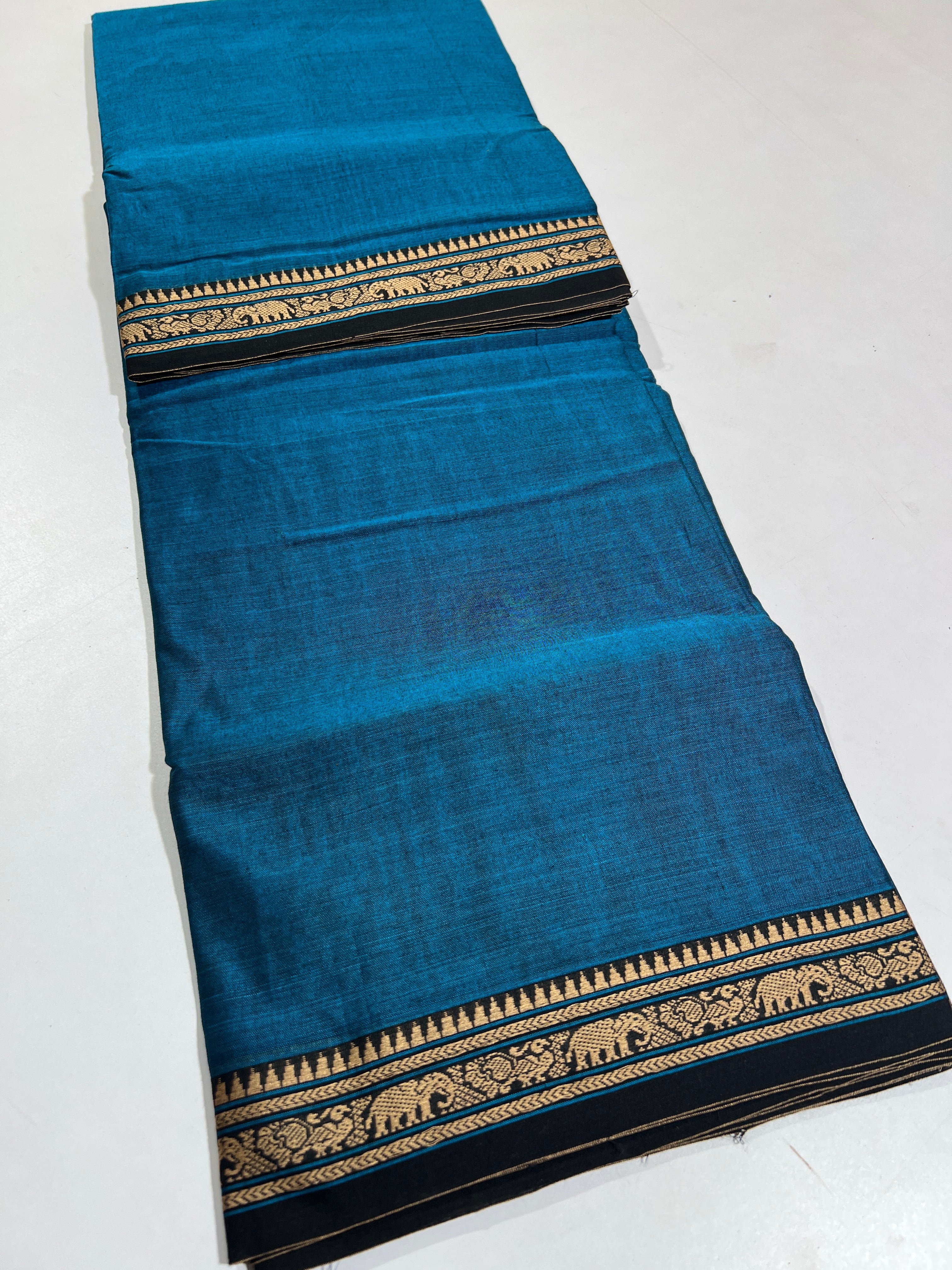 BLUE- NARAYANPETA COTTON  SAREE WITH TRADITIONAL BORDER 42