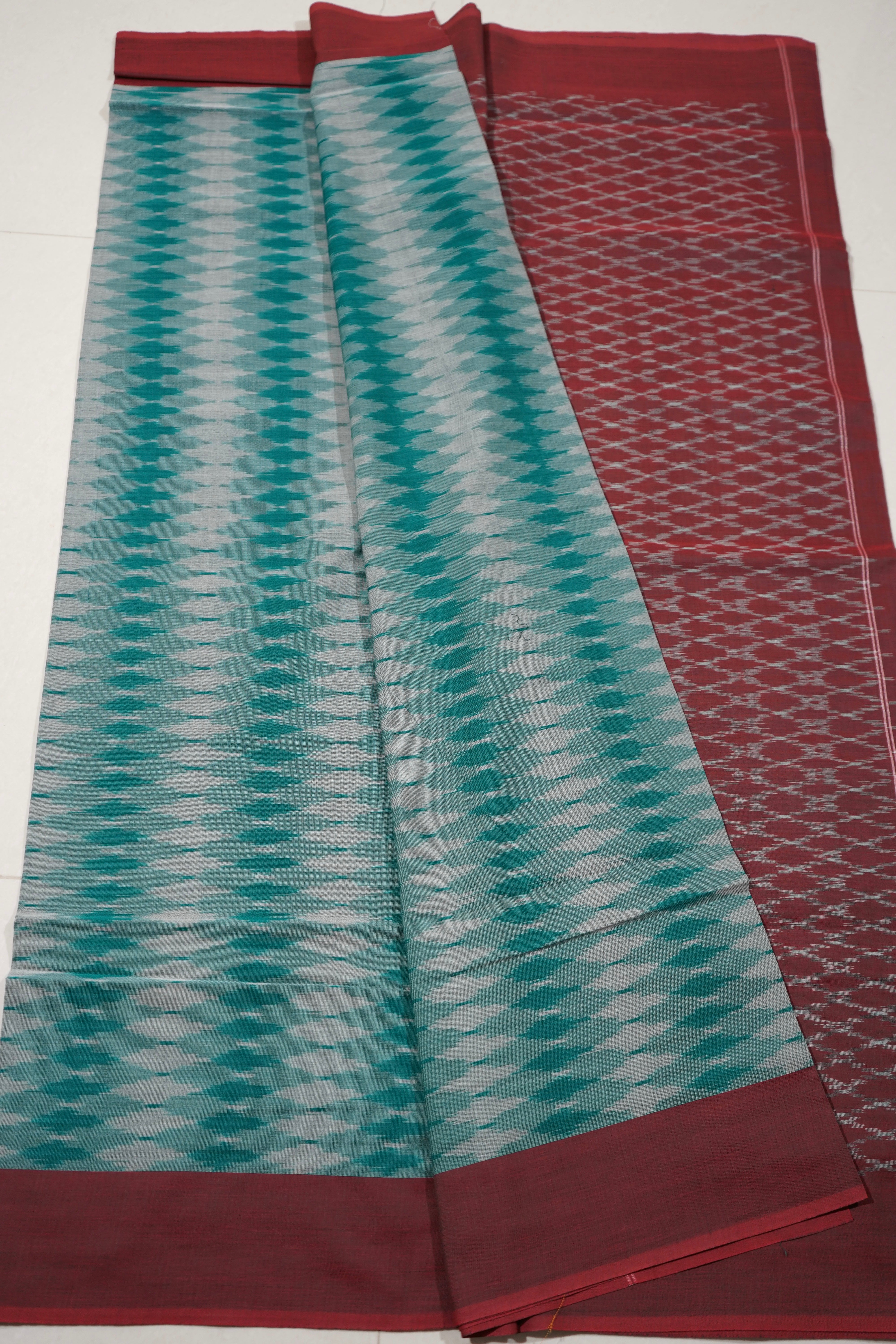 Multicolor - MERCERISED COTTON HANDLOOM POCHAMPALLY IKAT SAREE 07