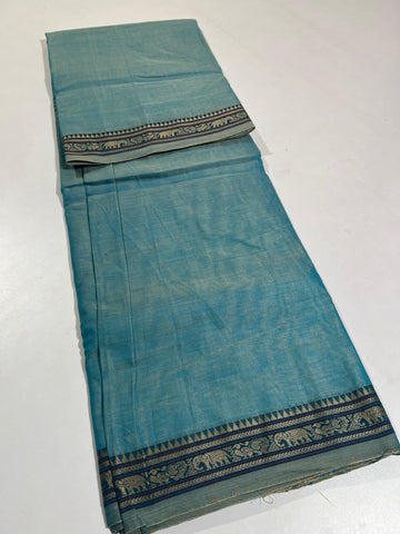 SKAY BLUE- NARAYANPETA COTTON  SAREE WITH TRADITIONAL BORDER 46