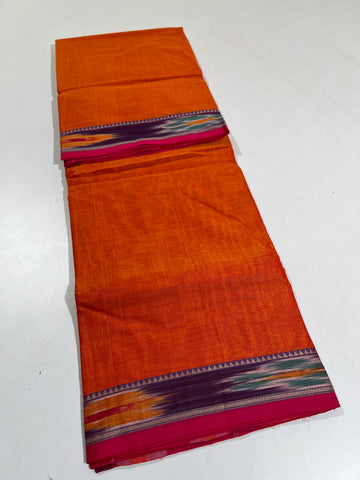 ORANGE - NARAYANPETA COTTON  SAREE WITH TRADITIONAL BORDER 21