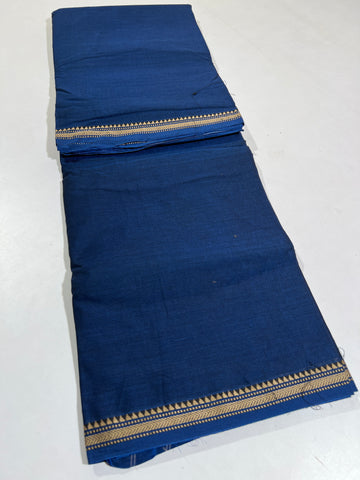 BLUE- NARAYANPETA COTTON  SAREE WITH TRADITIONAL BORDER 37