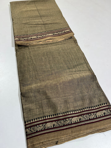 GRAY- NARAYANPETA COTTON  SAREE WITH TRADITIONAL BORDER 43