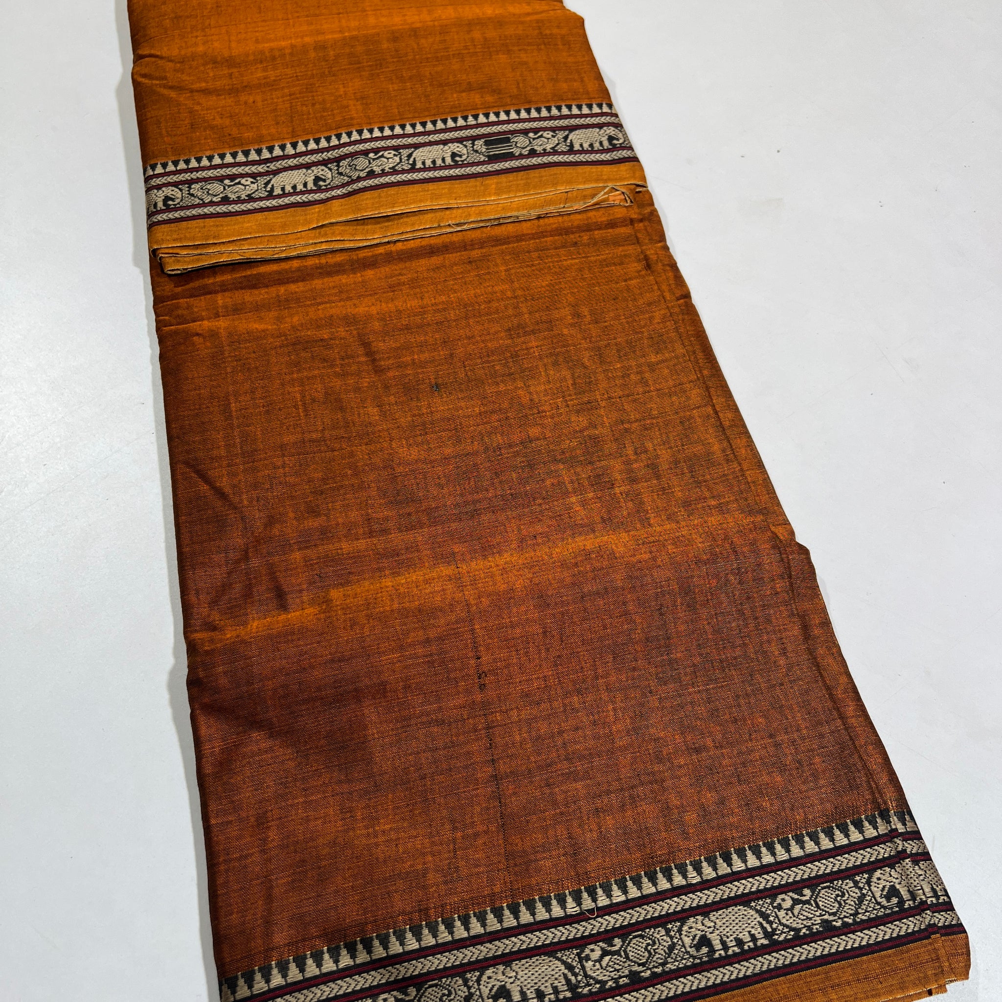 ORANGE- NARAYANPETA COTTON  SAREE WITH TRADITIONAL BORDER 45