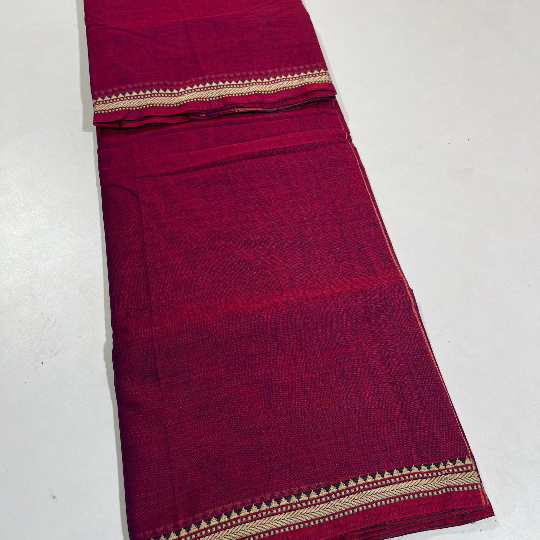 MAROON- NARAYANPETA COTTON  SAREE WITH TRADITIONAL BORDER 28