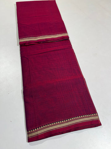 MAROON- NARAYANPETA COTTON  SAREE WITH TRADITIONAL BORDER 28