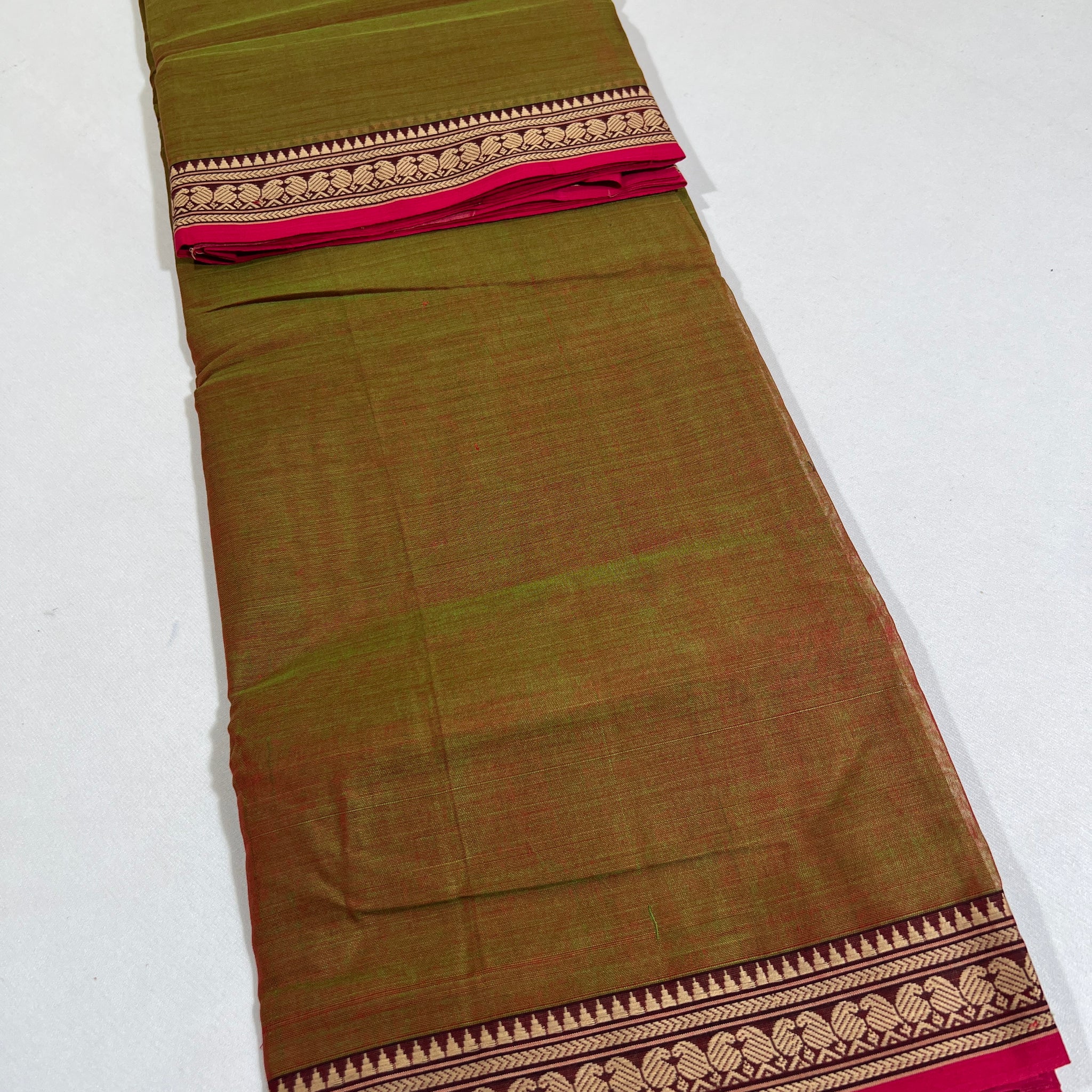 GOLD - NARAYANPETA COTTON  SAREE WITH TRADITIONAL BORDER 11