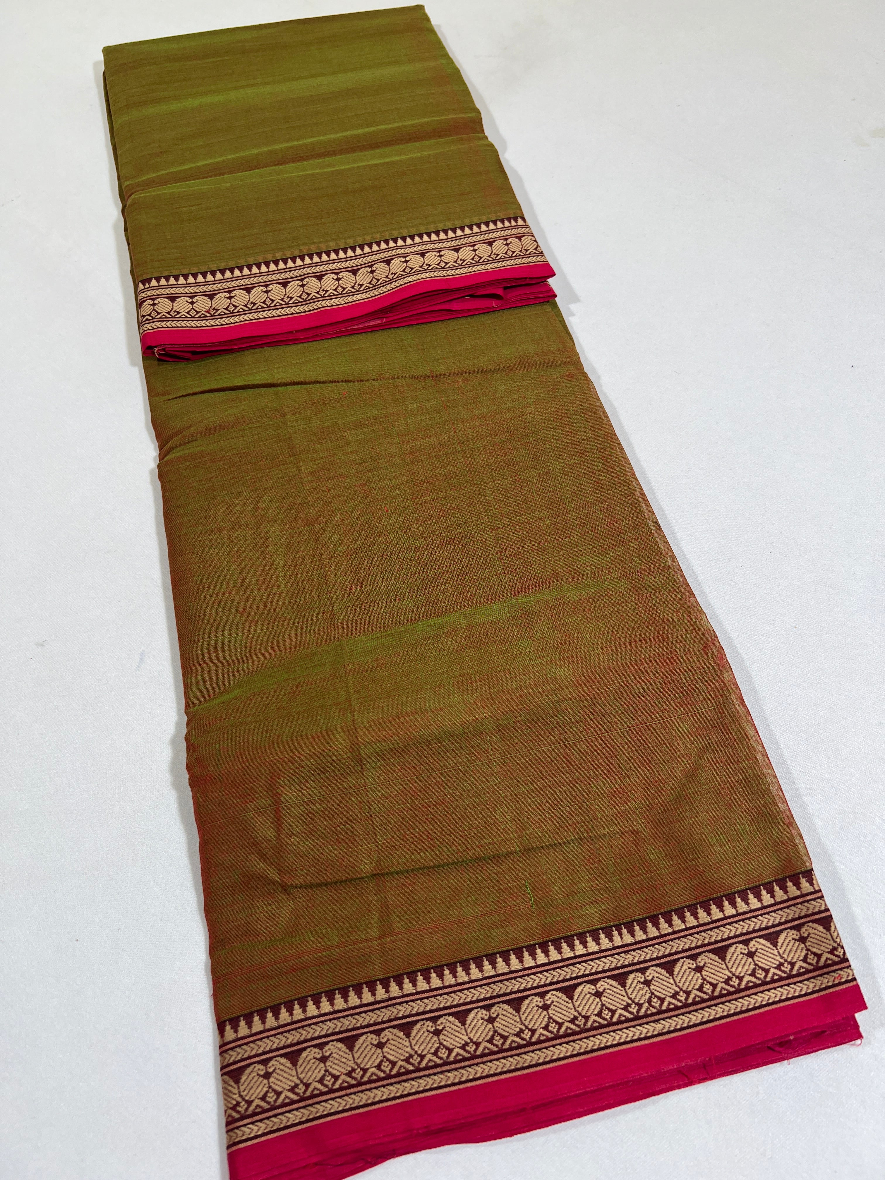 GOLD - NARAYANPETA COTTON  SAREE WITH TRADITIONAL BORDER 11