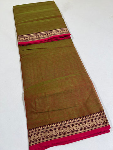 GOLD - NARAYANPETA COTTON  SAREE WITH TRADITIONAL BORDER 11