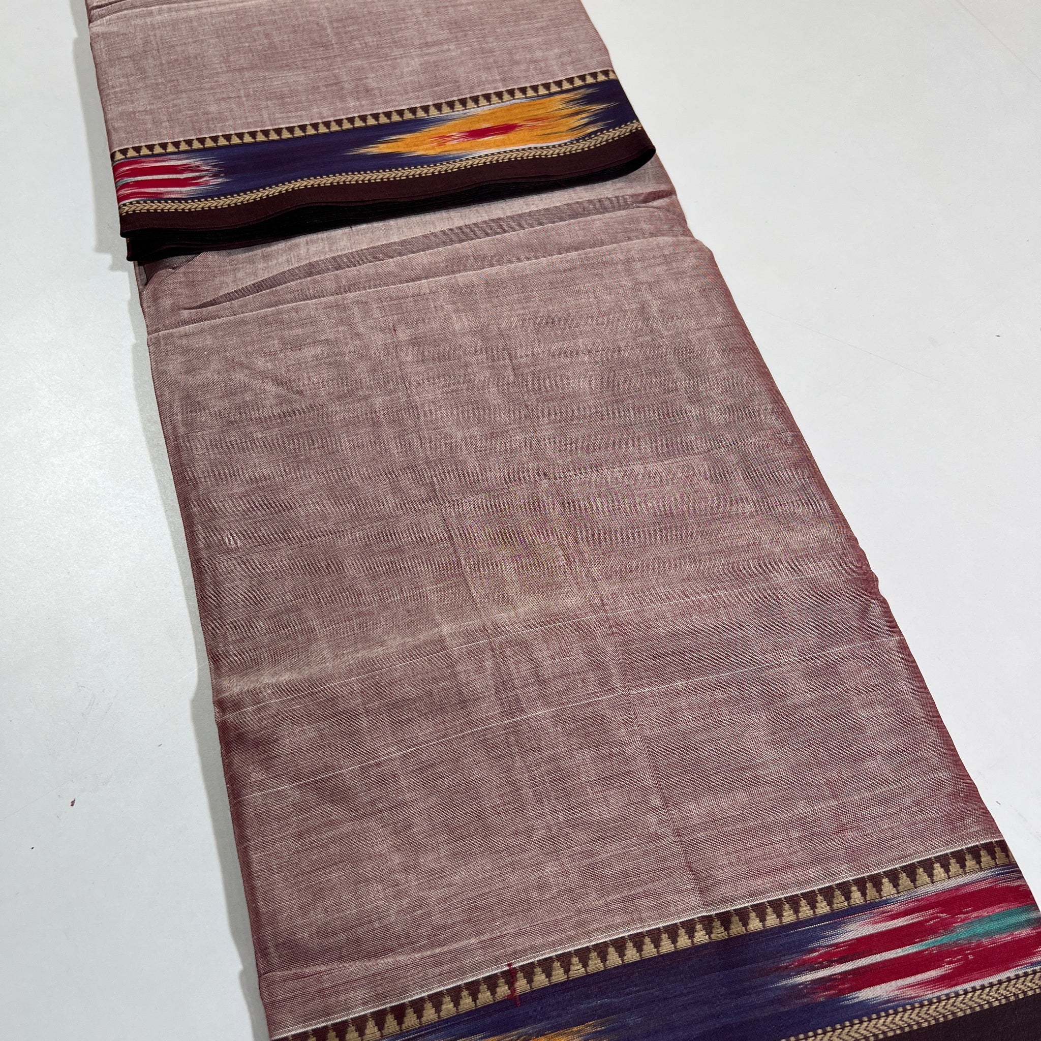 GRAY - NARAYANPETA COTTON  SAREE WITH TRADITIONAL BORDER 18