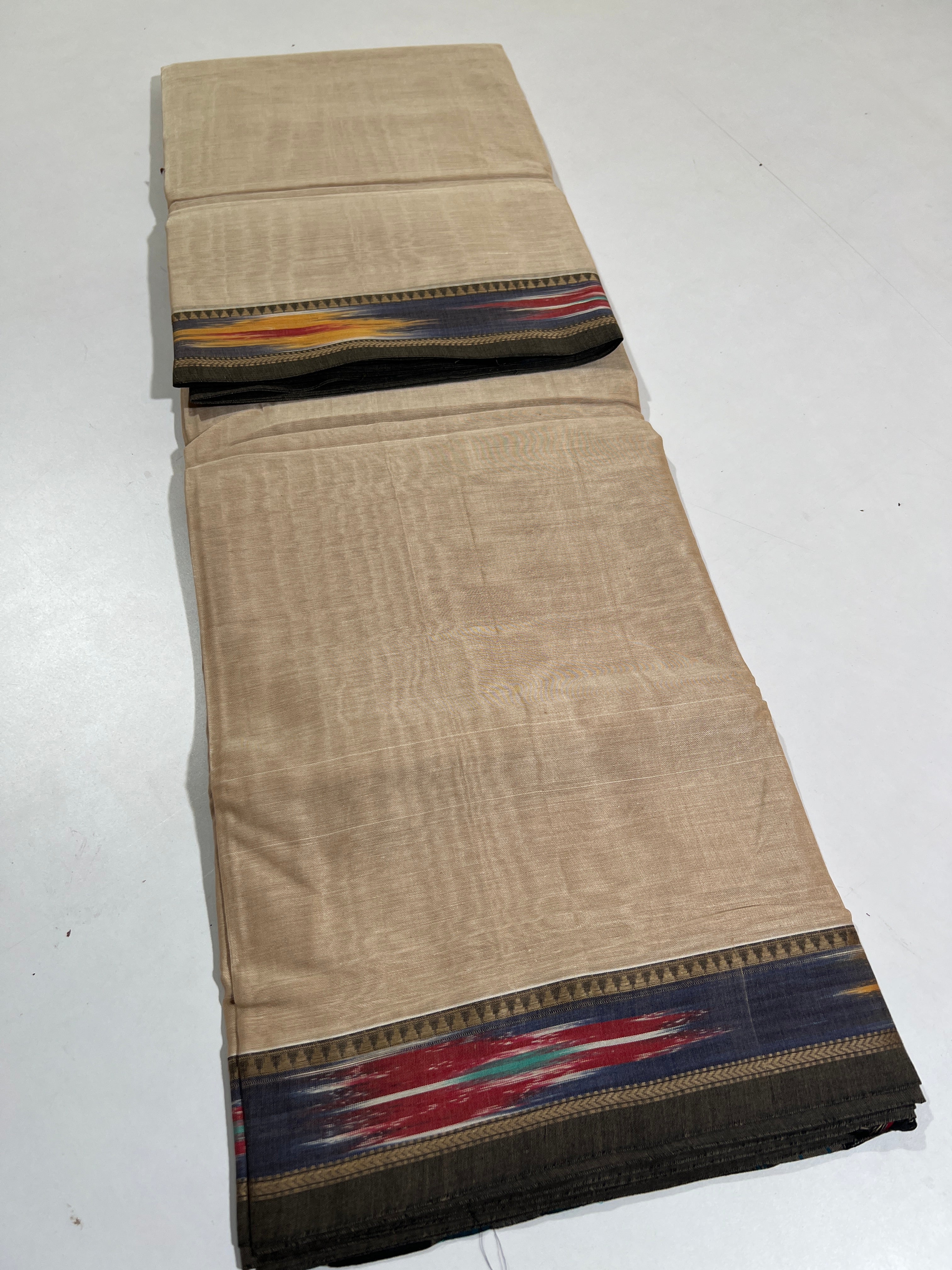 BEIGE - NARAYANPETA COTTON  SAREE WITH TRADITIONAL BORDER 23