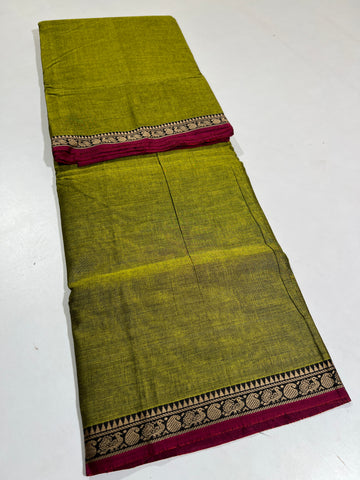 GREEN- NARAYANPETA COTTON  SAREE WITH TRADITIONAL BORDER 29