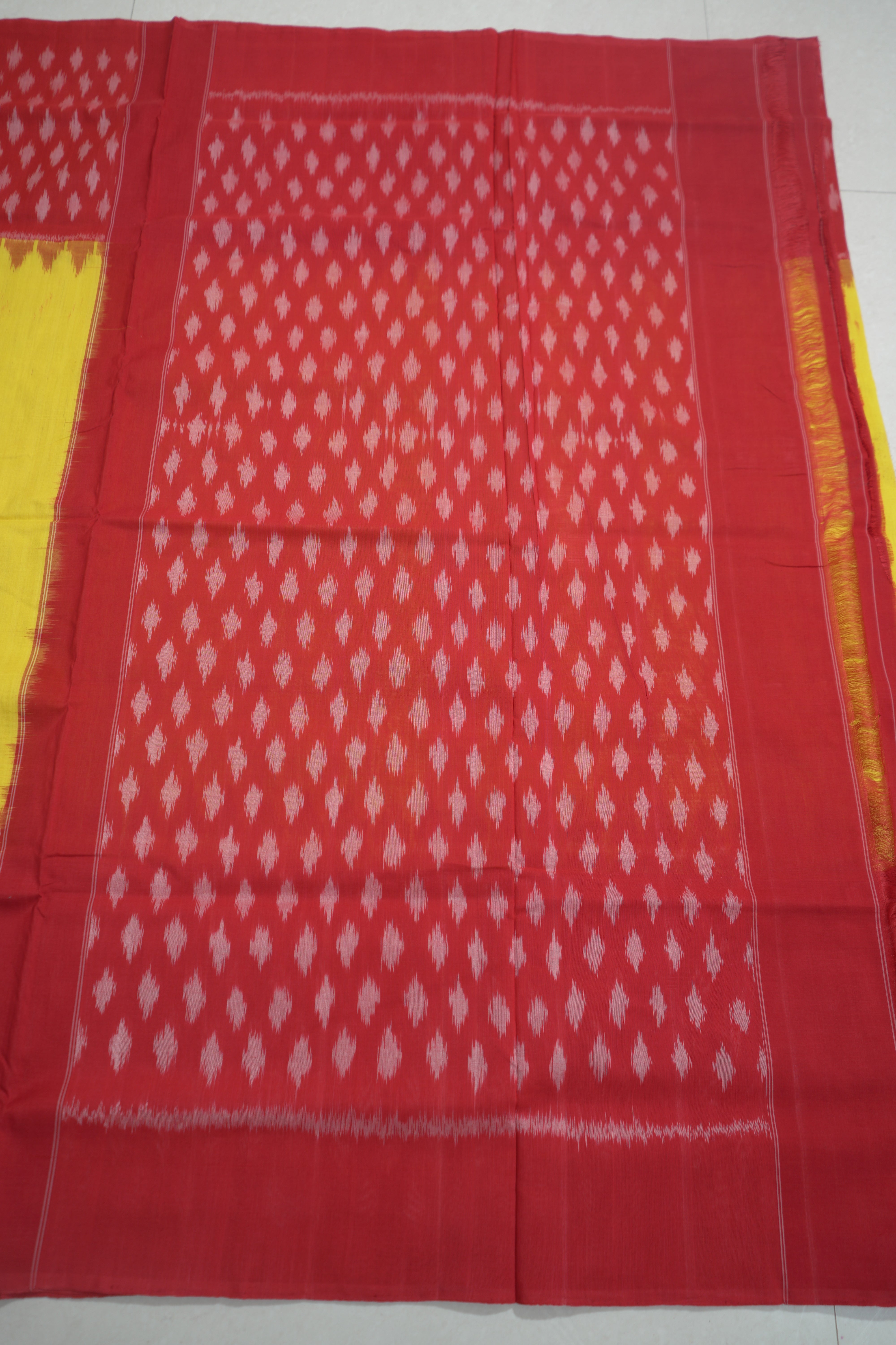 Red - MERCERISED COTTON HANDLOOM POCHAMPALLY IKAT SAREE 01