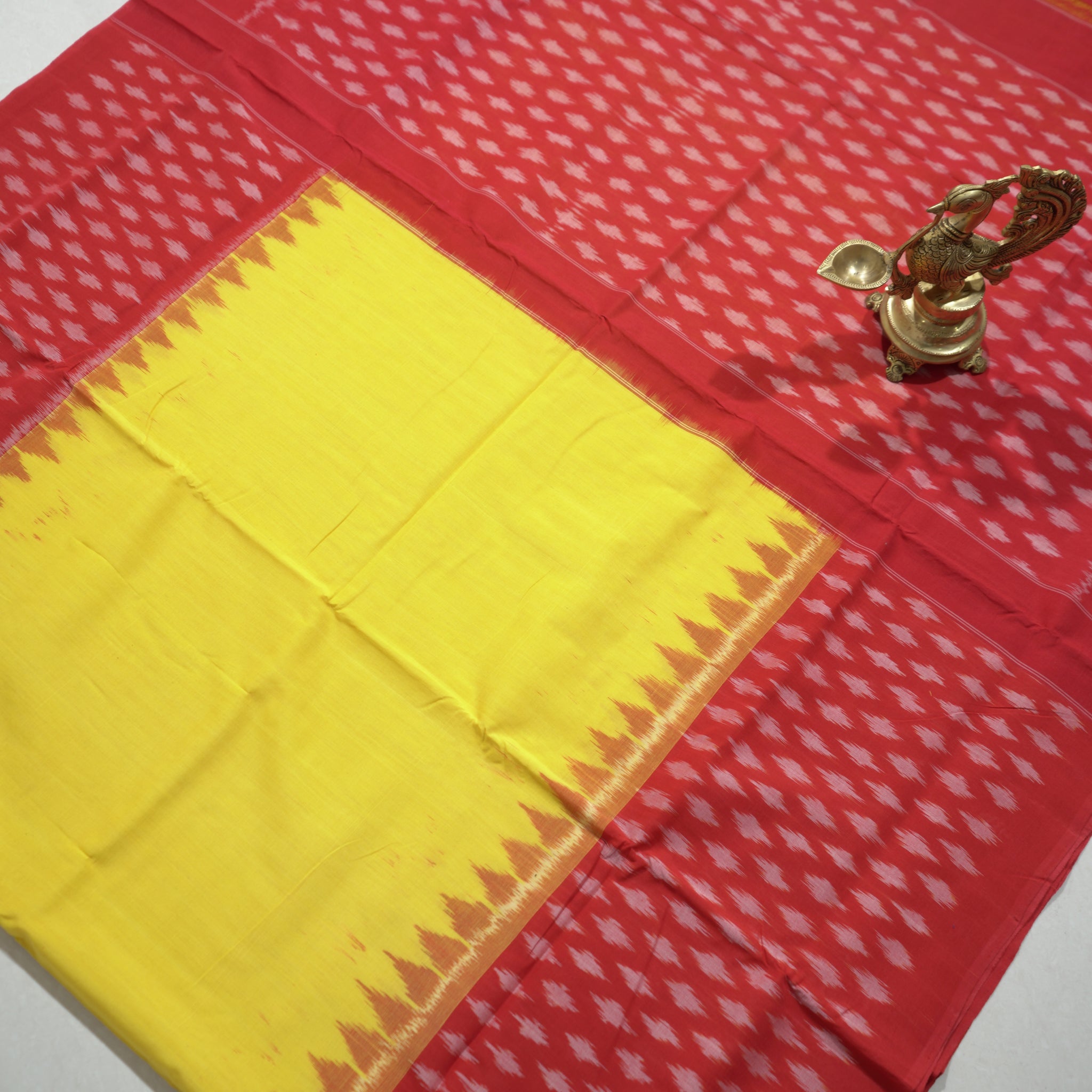 Red - MERCERISED COTTON HANDLOOM POCHAMPALLY IKAT SAREE 01