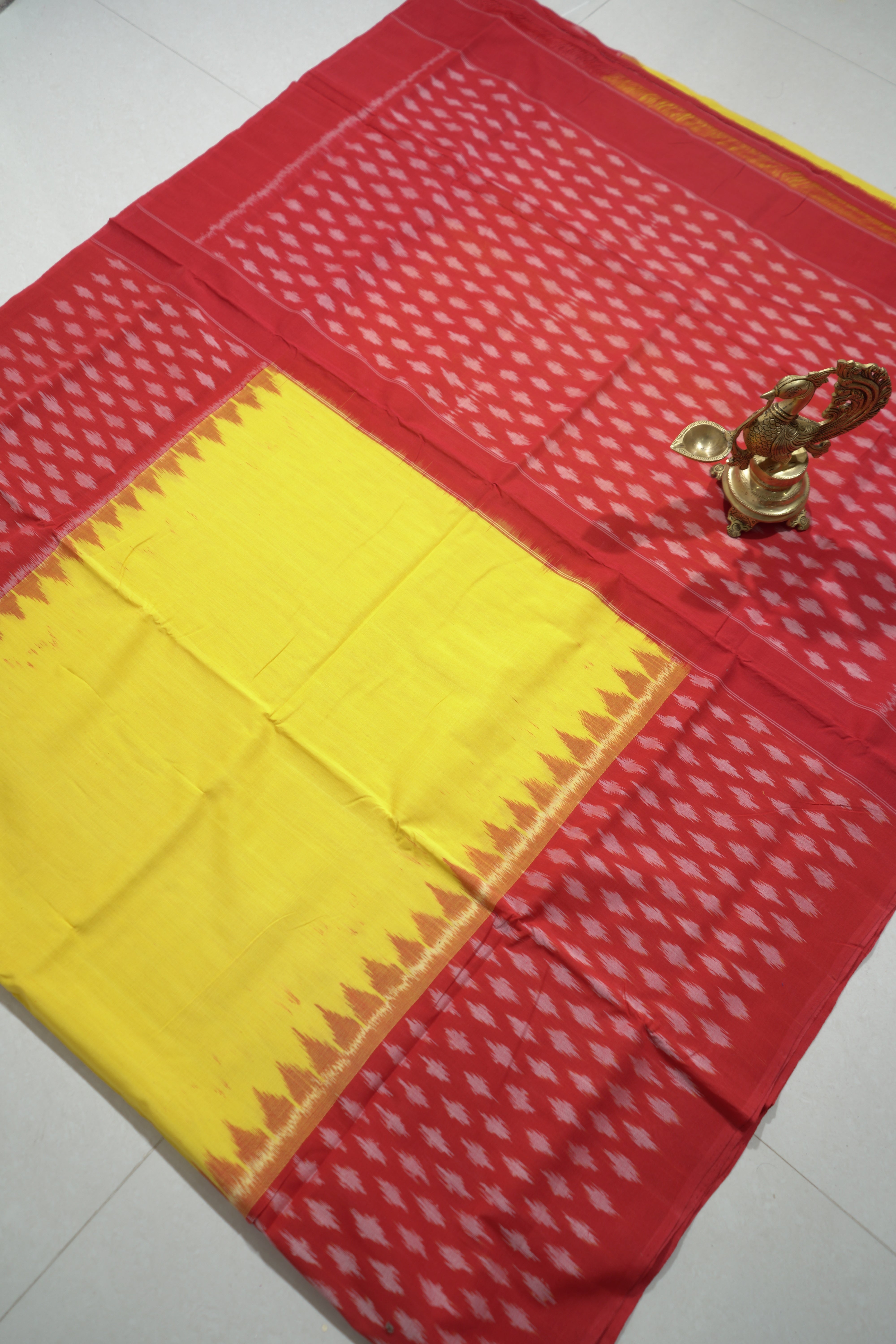 Red - MERCERISED COTTON HANDLOOM POCHAMPALLY IKAT SAREE 01