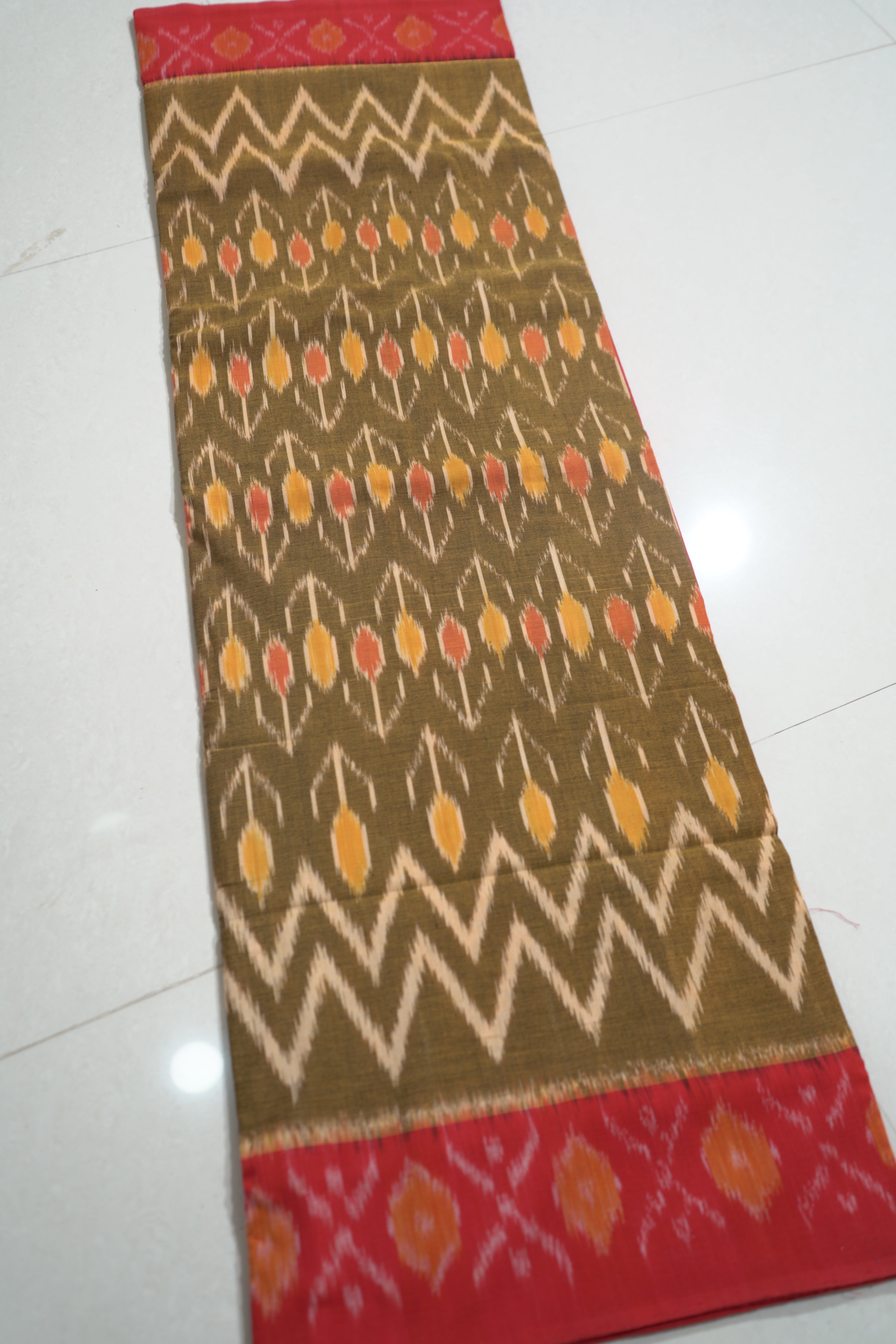 Multicolor - MERCERISED COTTON HANDLOOM POCHAMPALLY IKAT SAREE 13