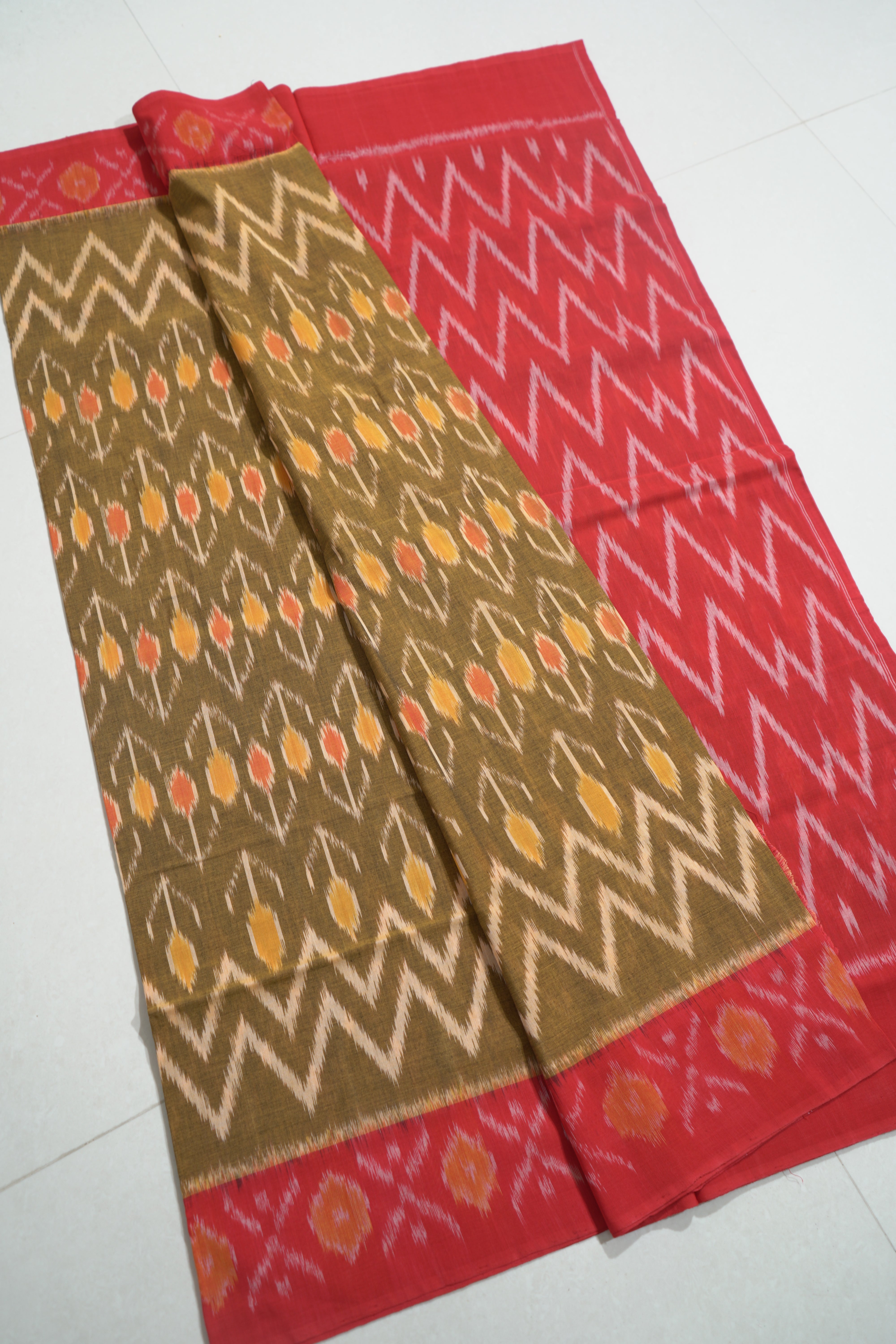 Multicolor - MERCERISED COTTON HANDLOOM POCHAMPALLY IKAT SAREE 13