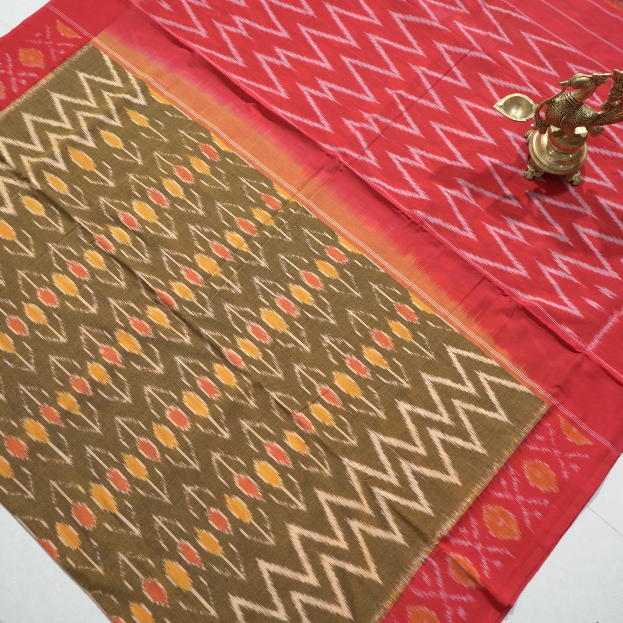 Multicolor - MERCERISED COTTON HANDLOOM POCHAMPALLY IKAT SAREE 13