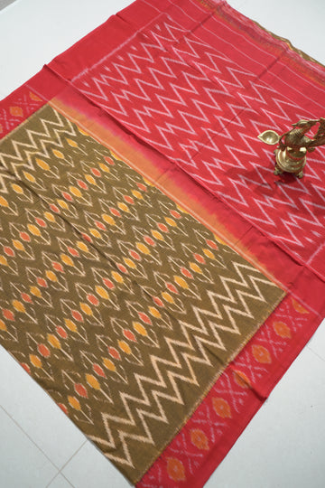Multicolor - MERCERISED COTTON HANDLOOM POCHAMPALLY IKAT SAREE 13