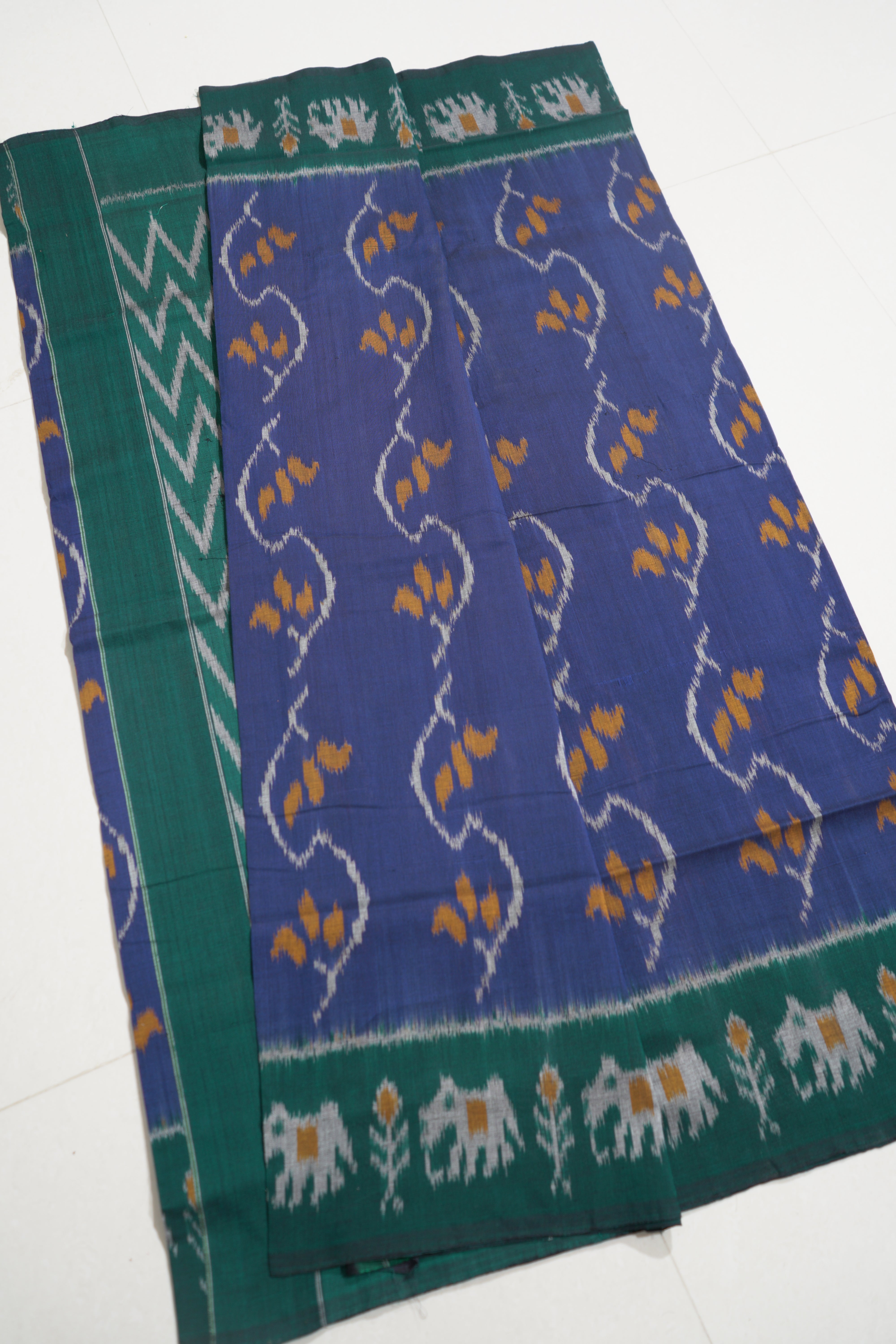 Multicolor - MERCERISED COTTON HANDLOOM POCHAMPALLY IKAT SAREE 12