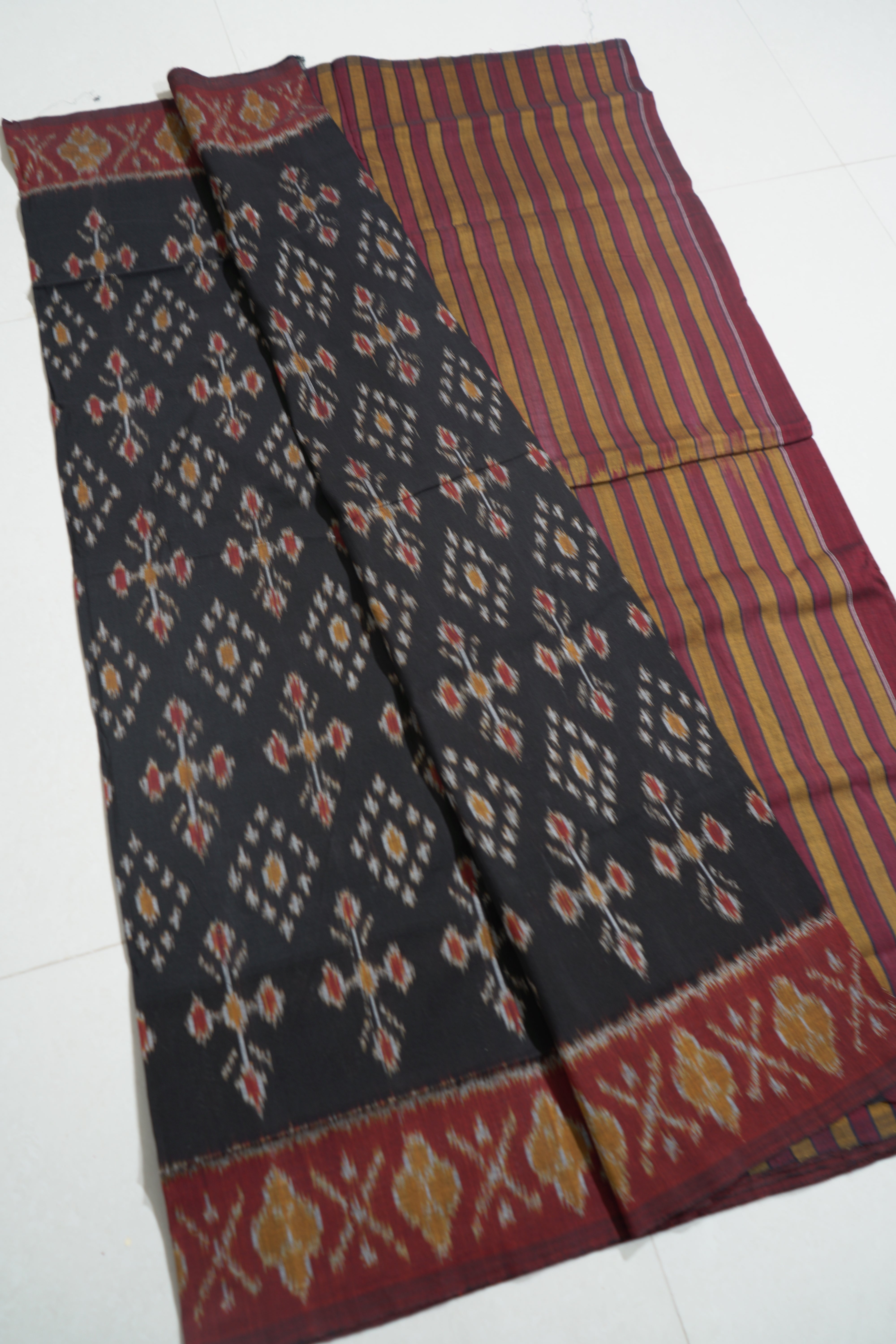 Multicolor - MERCERISED COTTON HANDLOOM POCHAMPALLY IKAT SAREE 11