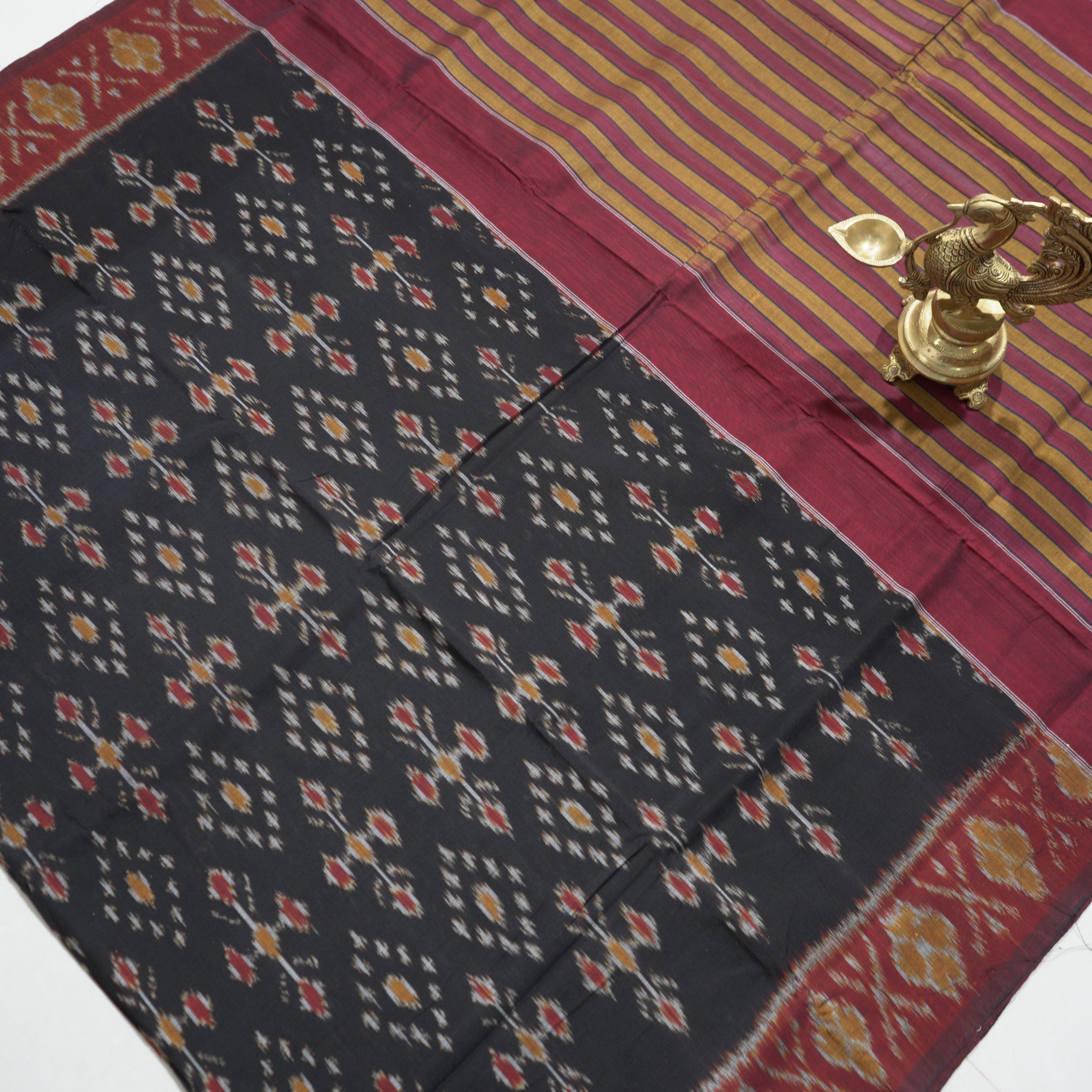 Multicolor - MERCERISED COTTON HANDLOOM POCHAMPALLY IKAT SAREE 11