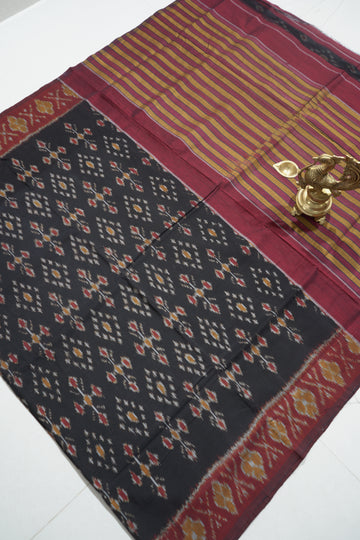 Multicolor - MERCERISED COTTON HANDLOOM POCHAMPALLY IKAT SAREE 11