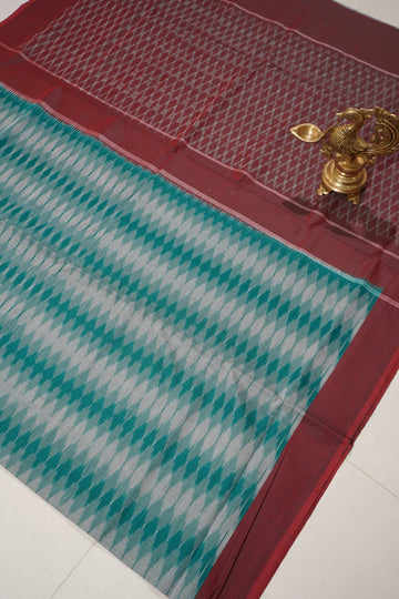 Multicolor - MERCERISED COTTON HANDLOOM POCHAMPALLY IKAT SAREE 07