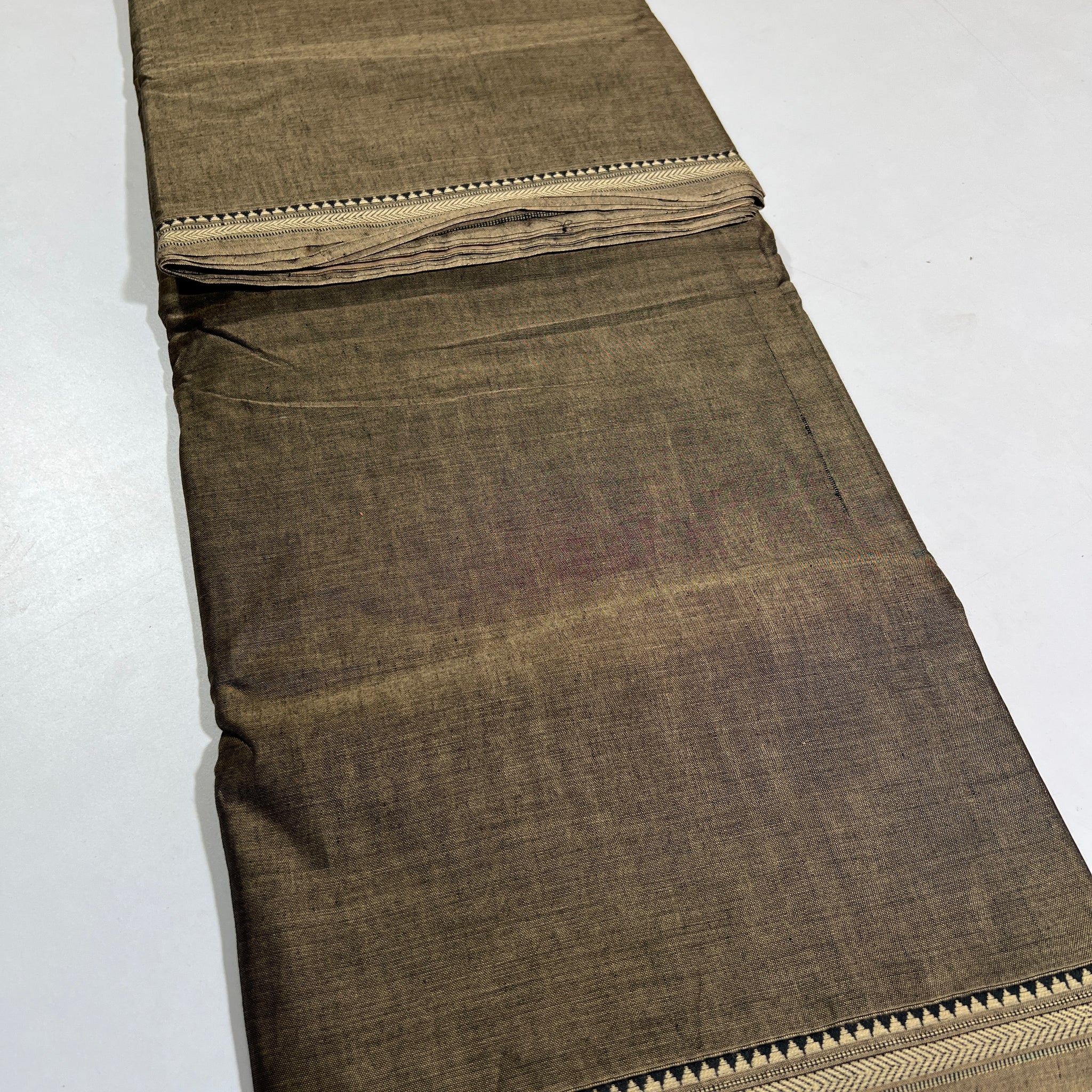 GRAY- NARAYANPETA COTTON  SAREE WITH TRADITIONAL BORDER 36