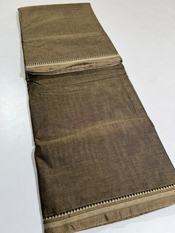 GRAY- NARAYANPETA COTTON  SAREE WITH TRADITIONAL BORDER 36