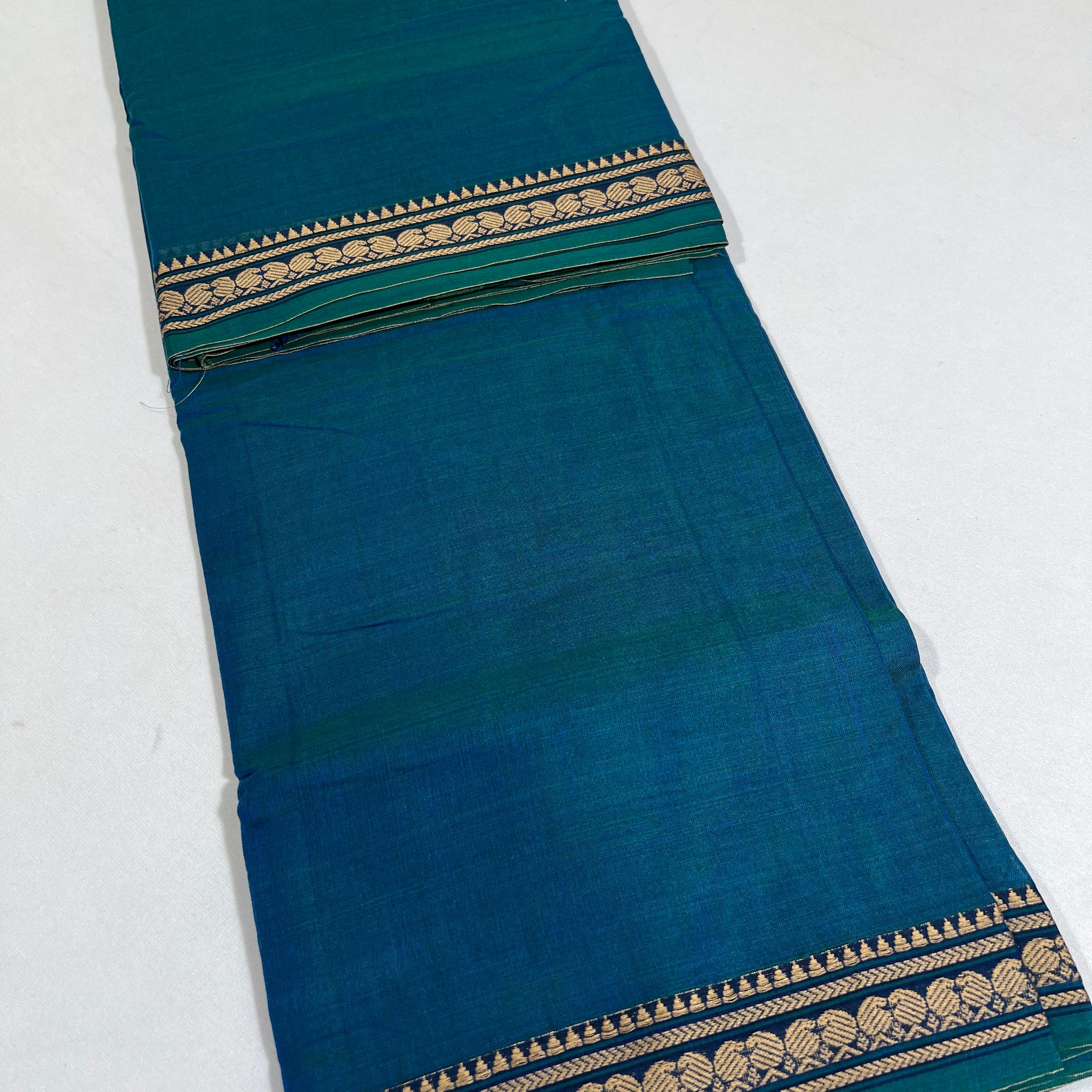 BLUE- NARAYANPETA COTTON  SAREE WITH TRADITIONAL BORDER 04