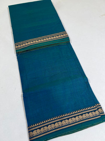 BLUE- NARAYANPETA COTTON  SAREE WITH TRADITIONAL BORDER 04