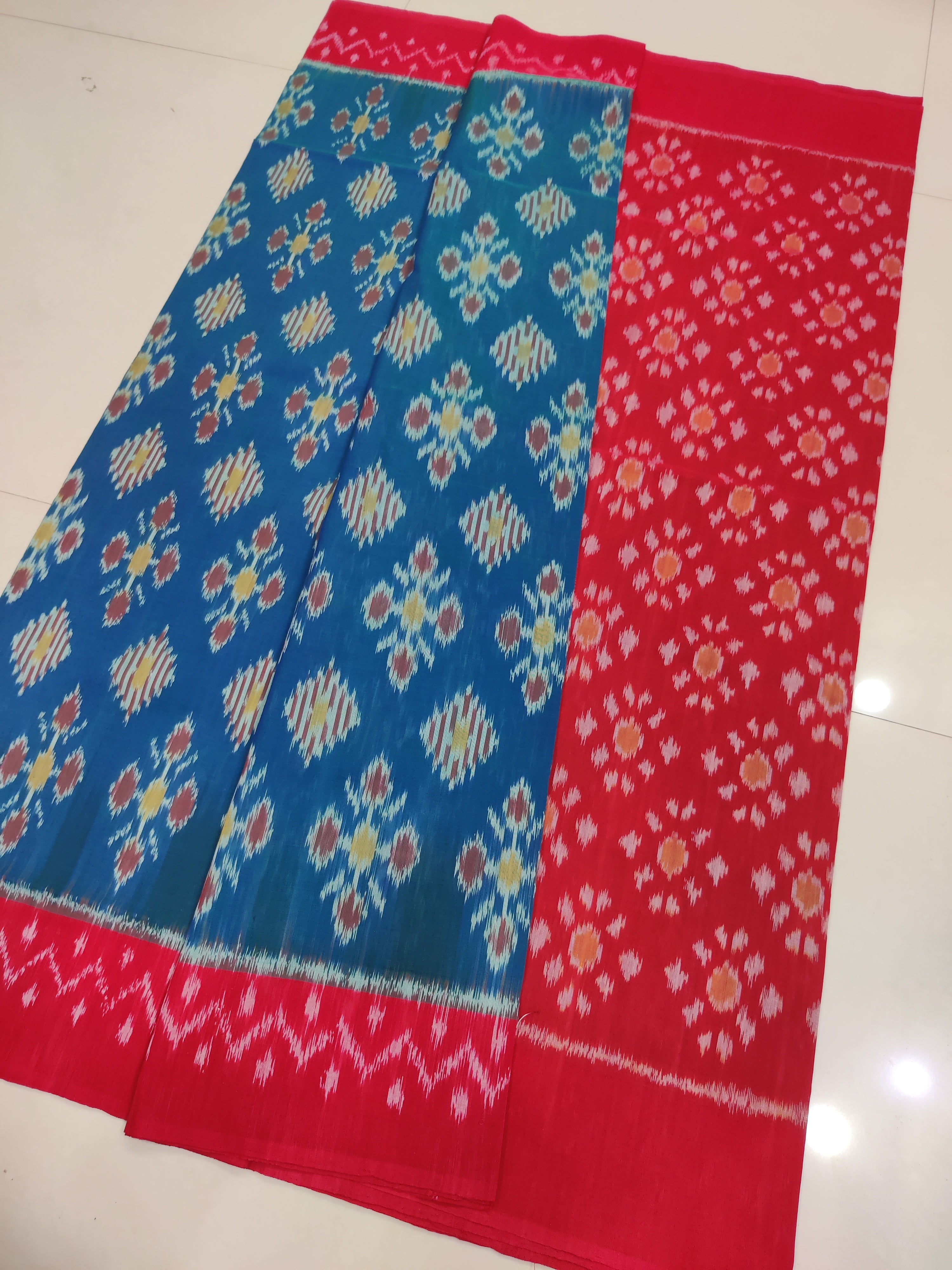 RED- MERCERISED PURE COTTON HANDLOOM POCHAMPALLY IKAT SAREE 104