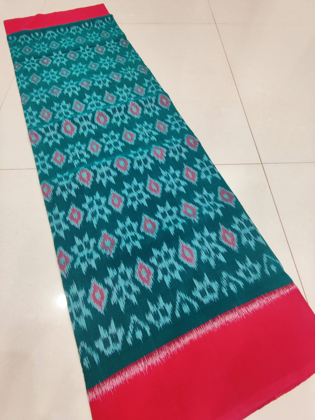 RED- MERCERISED PURE COTTON HANDLOOM POCHAMPALLY IKAT SAREE 105
