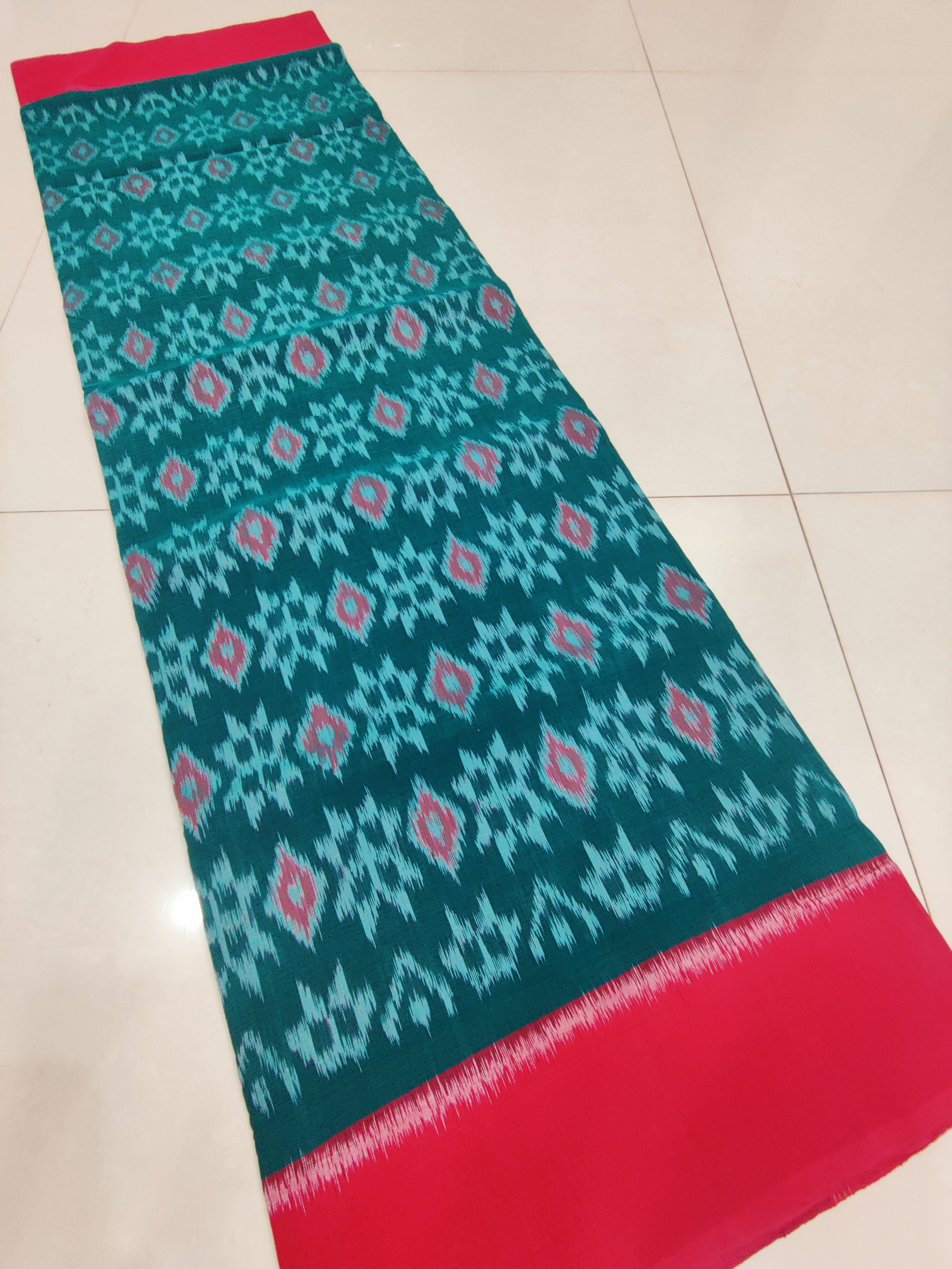 RED- MERCERISED PURE COTTON HANDLOOM POCHAMPALLY IKAT SAREE 105