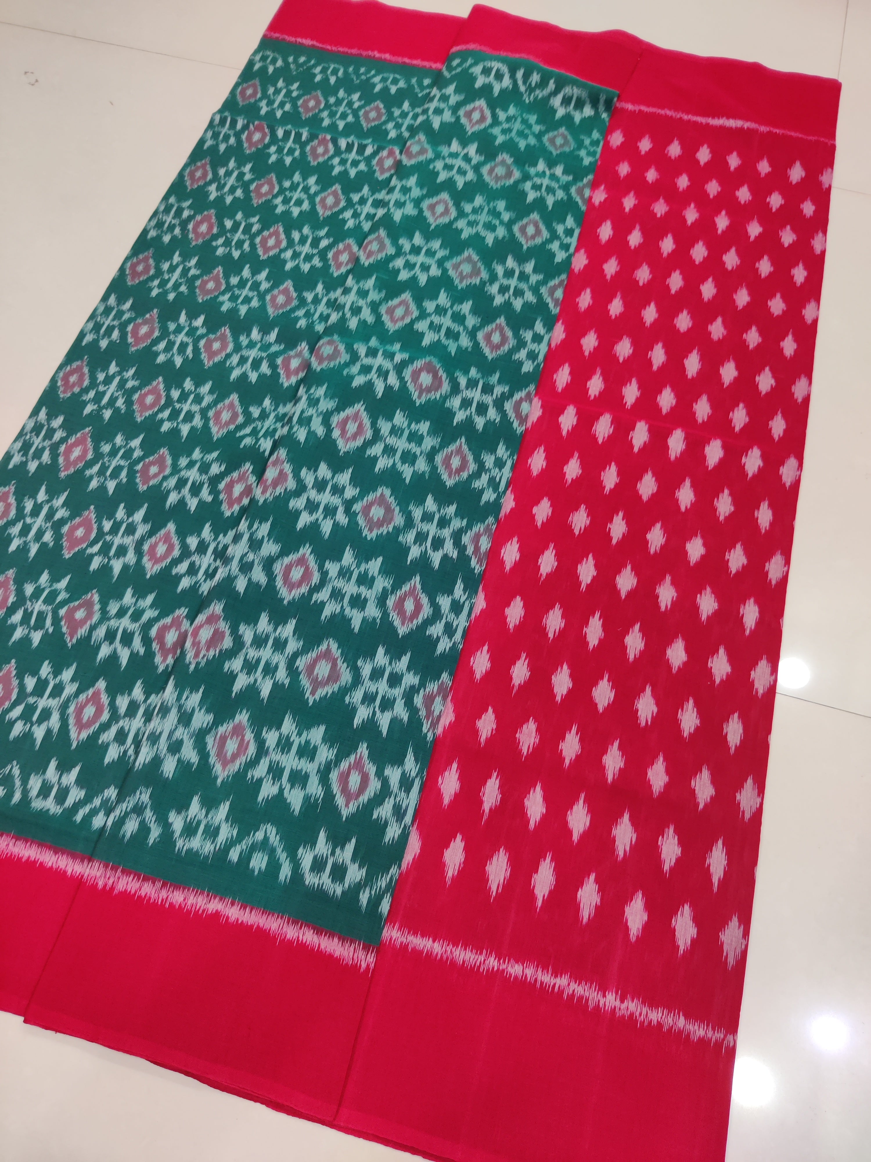 RED- MERCERISED PURE COTTON HANDLOOM POCHAMPALLY IKAT SAREE 105