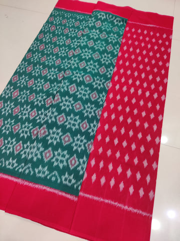 RED- MERCERISED PURE COTTON HANDLOOM POCHAMPALLY IKAT SAREE 105