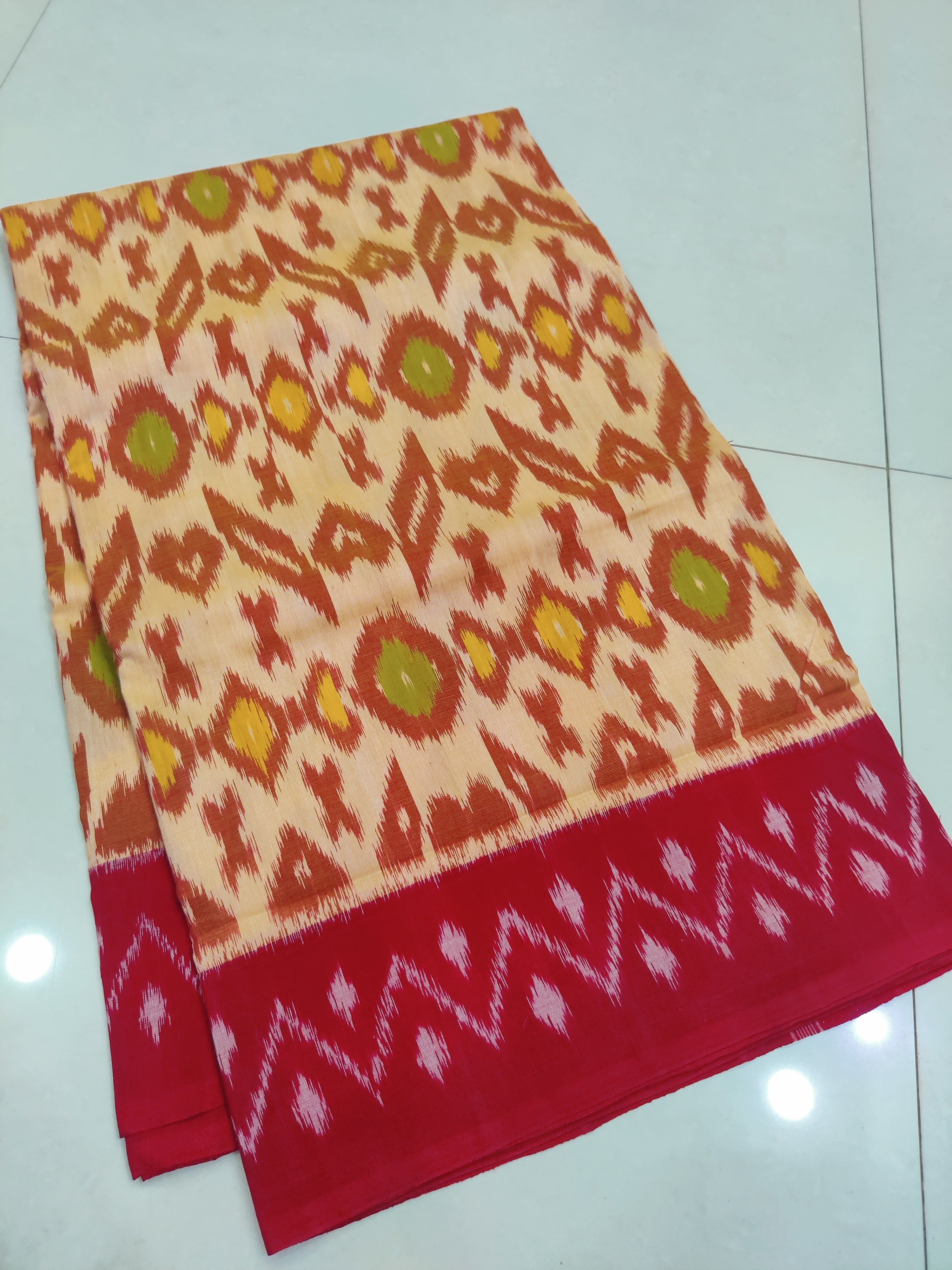 RED- MERCERISED PURE COTTON HANDLOOM POCHAMPALLY IKAT SAREE 106