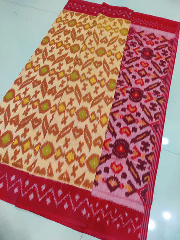 RED- MERCERISED PURE COTTON HANDLOOM POCHAMPALLY IKAT SAREE 106