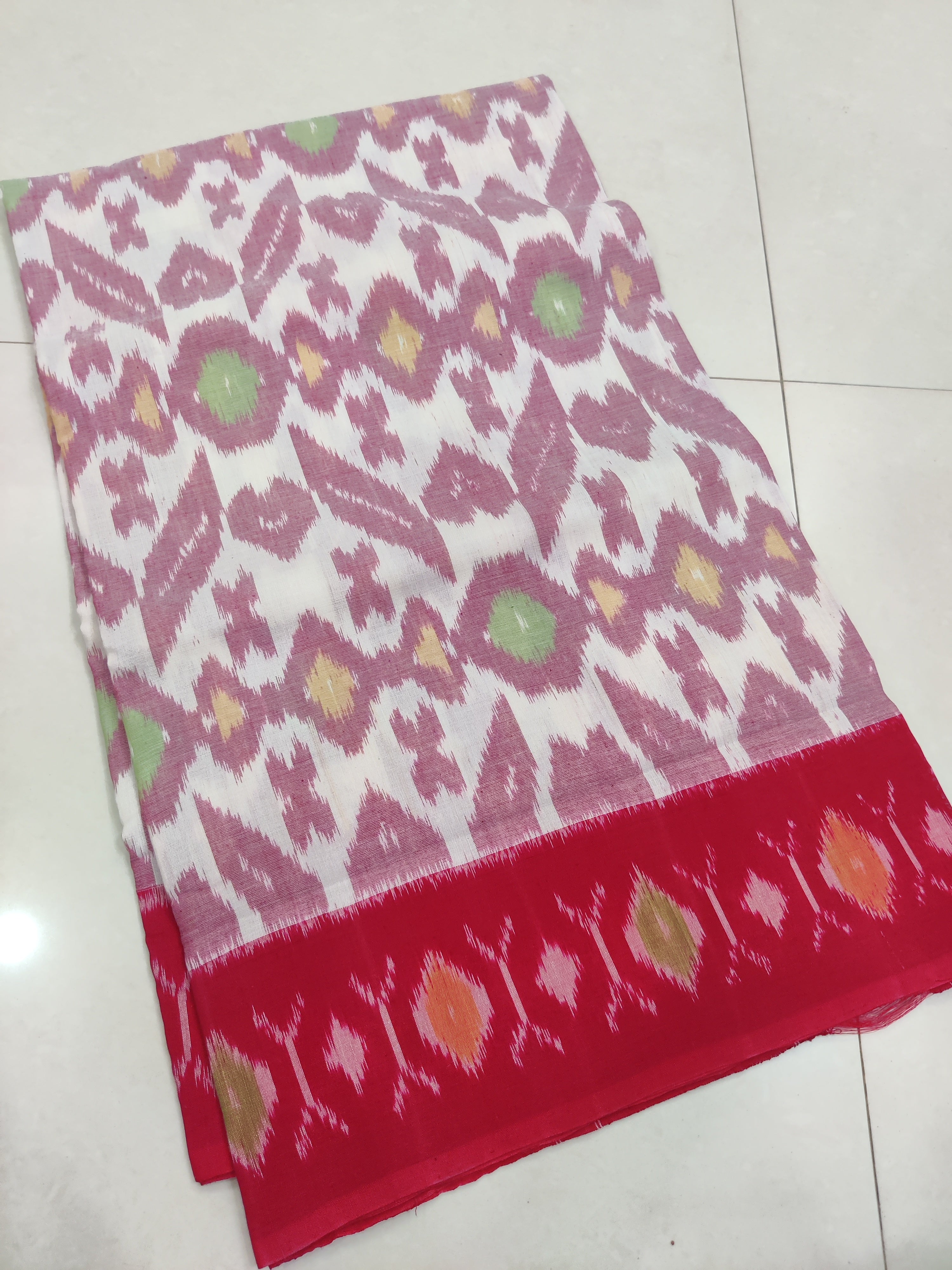 RED- MERCERISED PURE COTTON HANDLOOM POCHAMPALLY IKAT SAREE 107