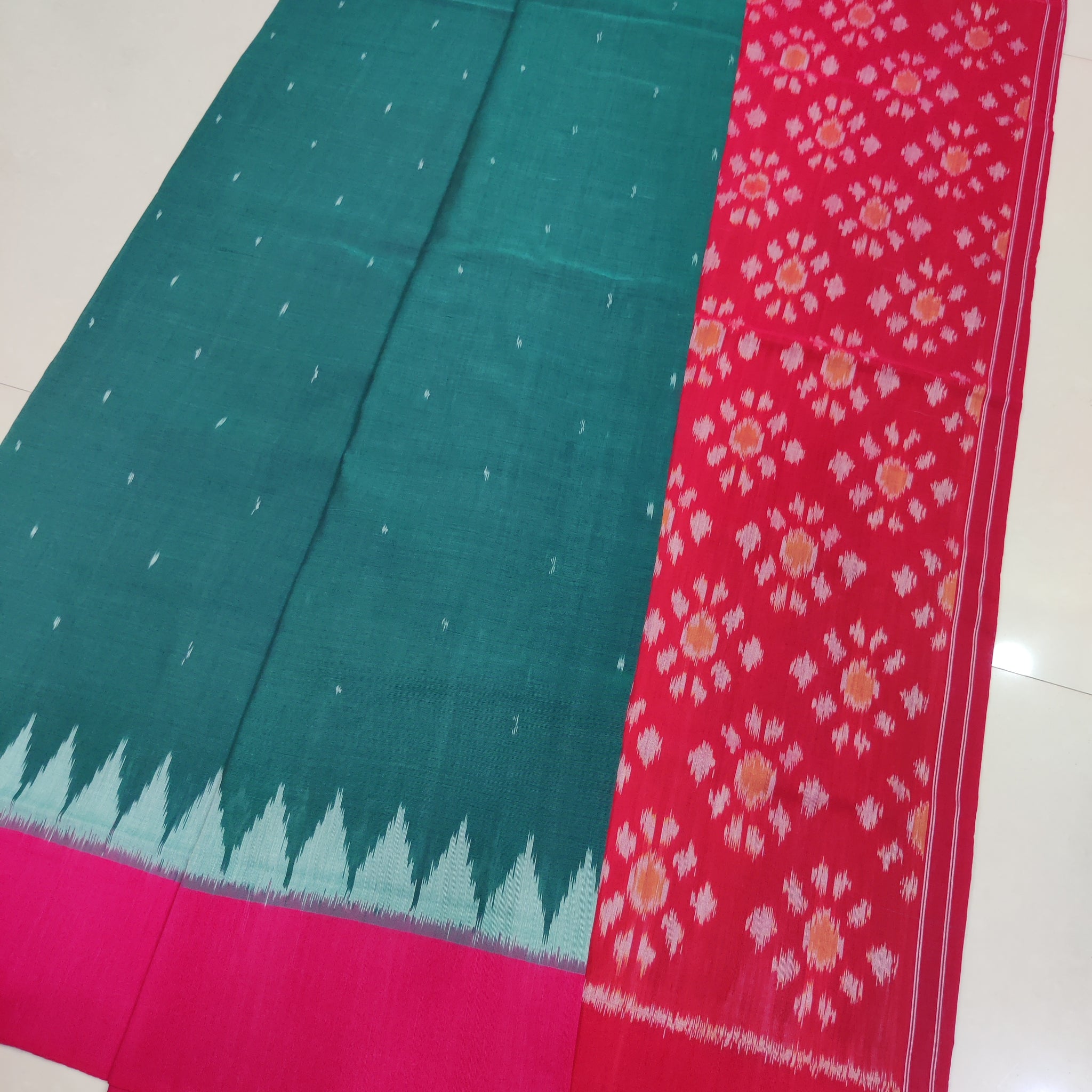 PINK- MERCERISED PURE COTTON HANDLOOM POCHAMPALLY IKAT SAREE 108