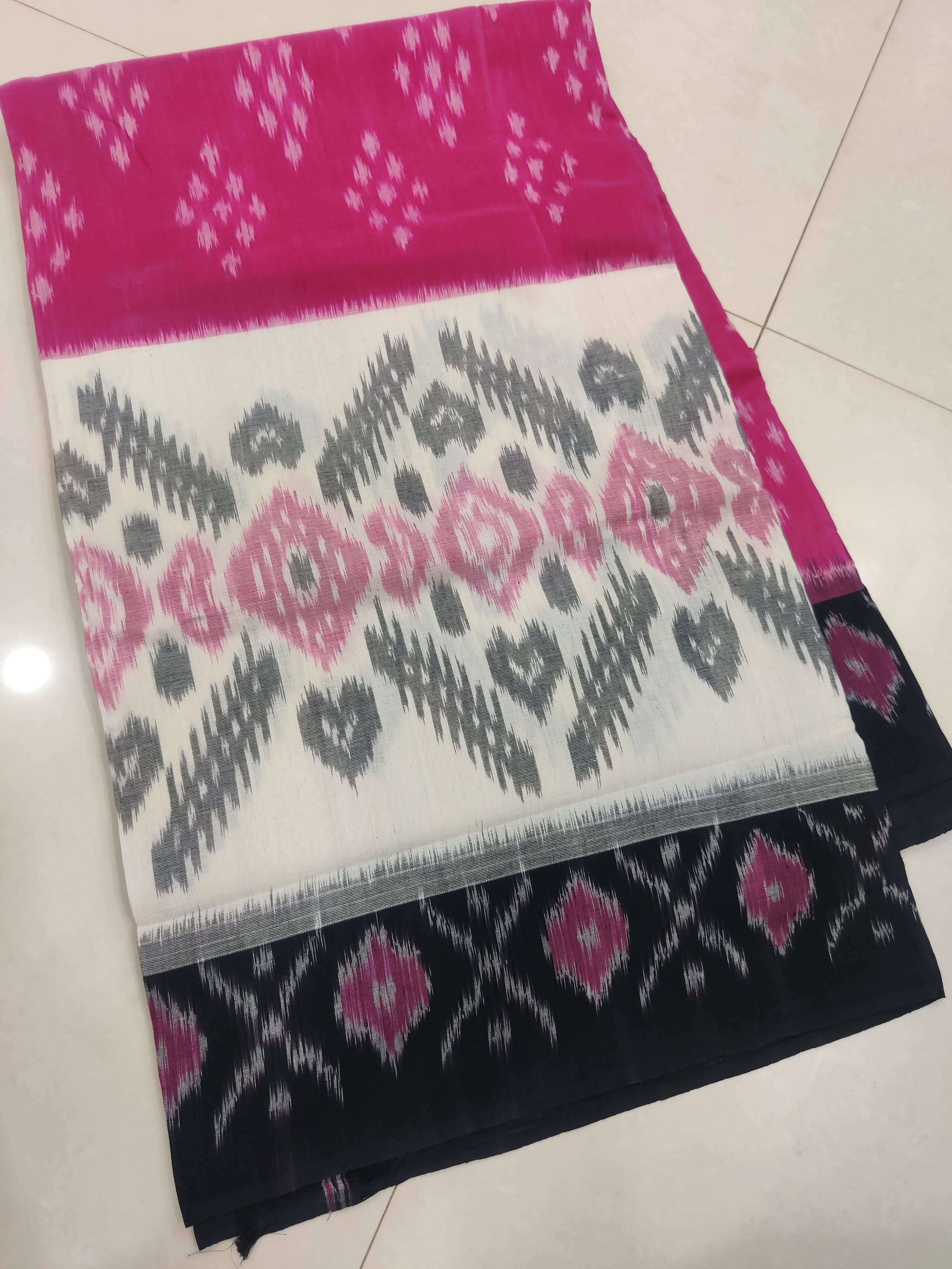 PINK - MERCERISED PURE COTTON HANDLOOM POCHAMPALLY IKAT SAREE 75
