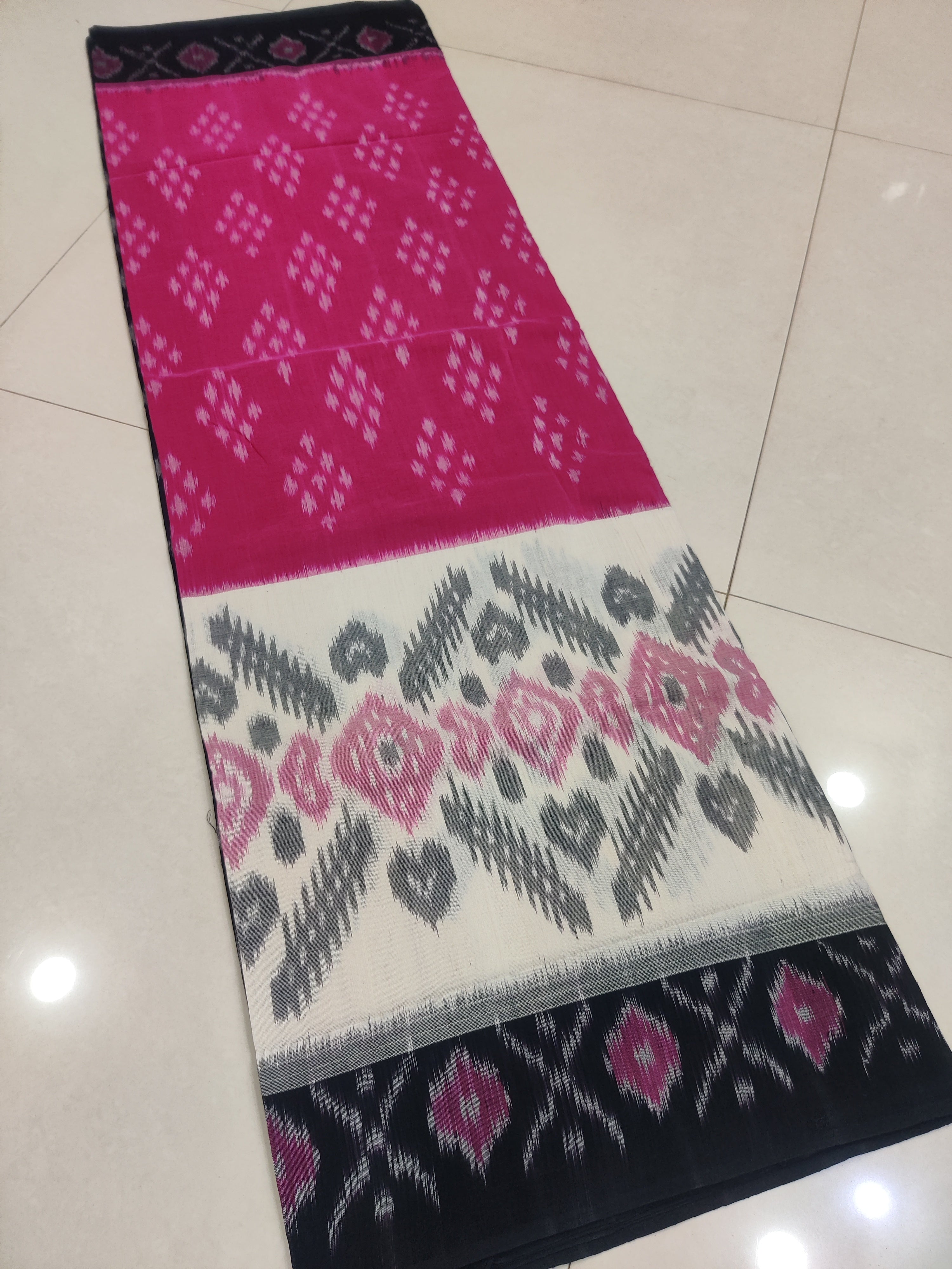 PINK - MERCERISED PURE COTTON HANDLOOM POCHAMPALLY IKAT SAREE 75