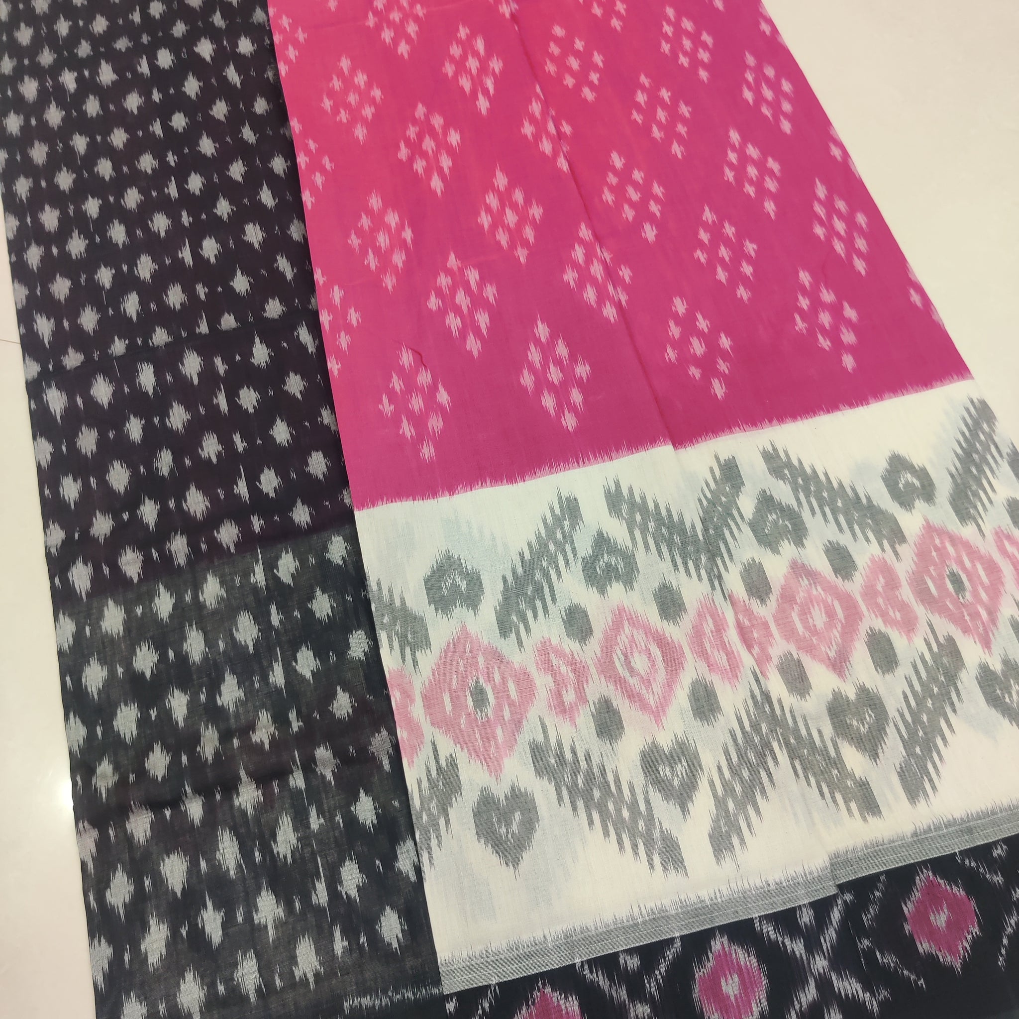 PINK - MERCERISED PURE COTTON HANDLOOM POCHAMPALLY IKAT SAREE 75