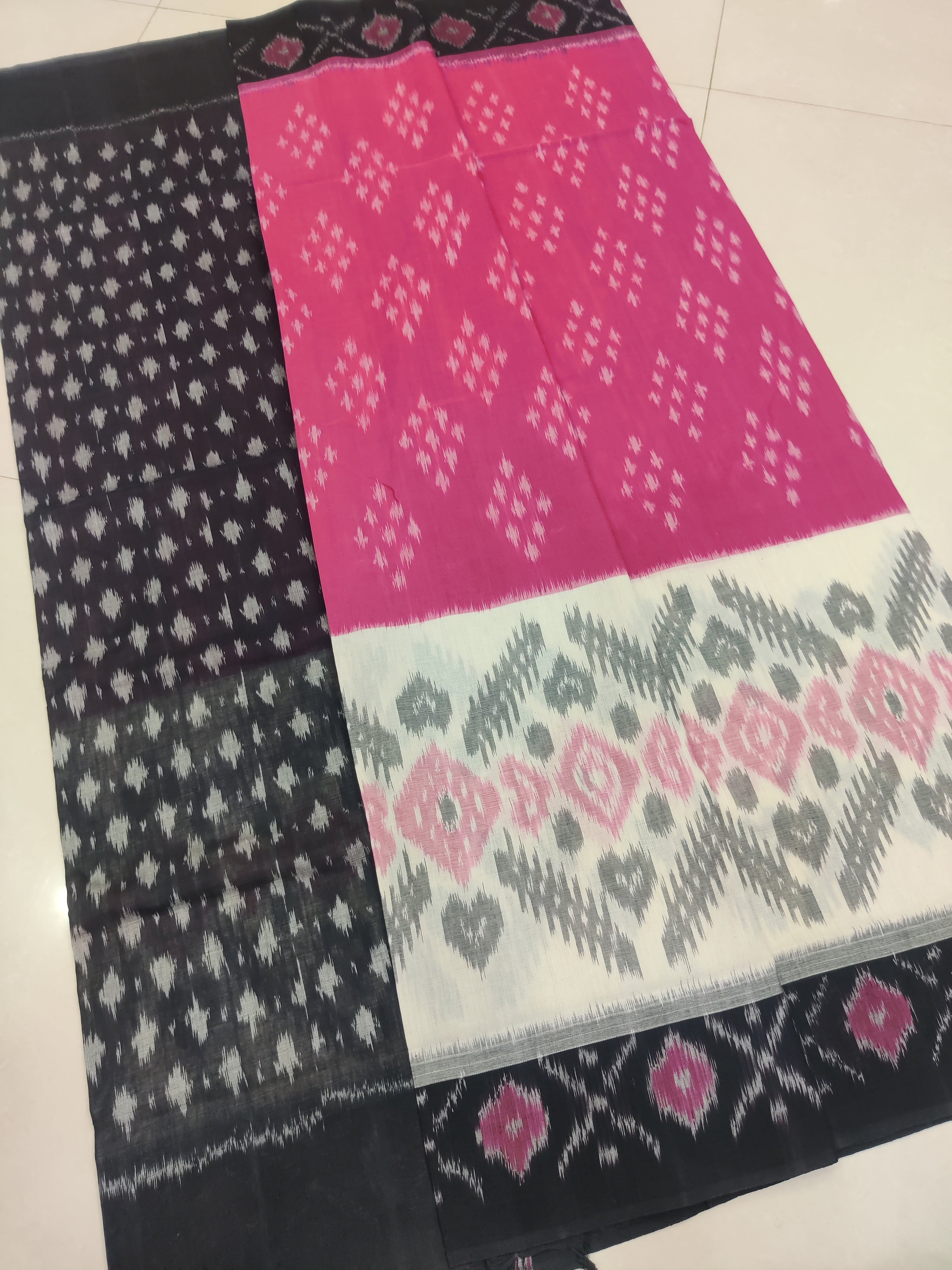 PINK - MERCERISED PURE COTTON HANDLOOM POCHAMPALLY IKAT SAREE 75