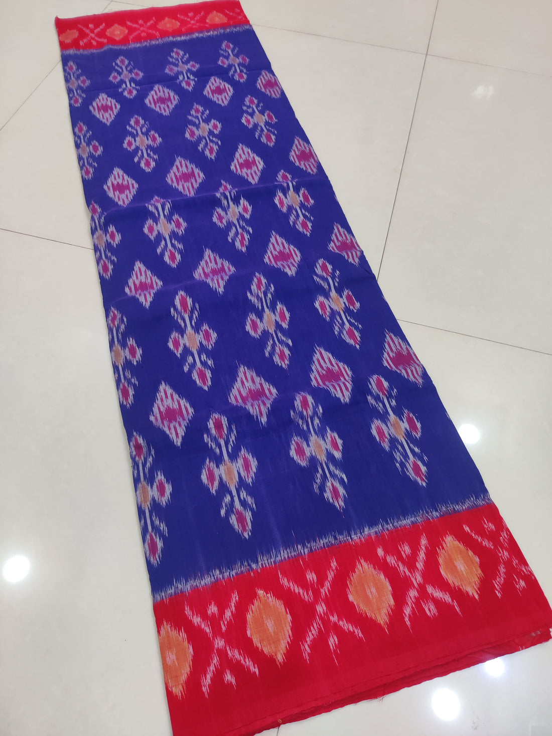 RED- MERCERISED PURE COTTON HANDLOOM POCHAMPALLY IKAT SAREE 109