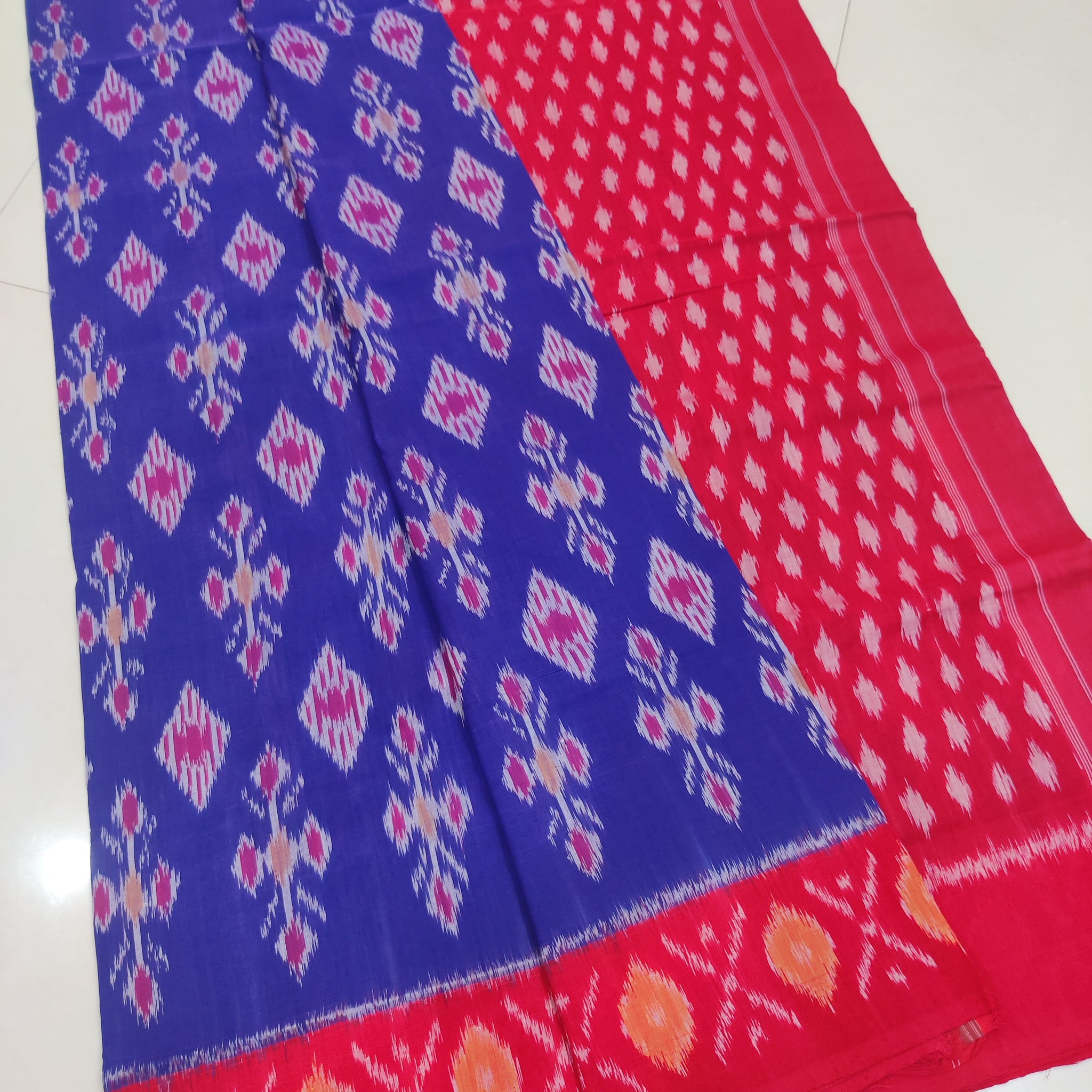 RED- MERCERISED PURE COTTON HANDLOOM POCHAMPALLY IKAT SAREE 109