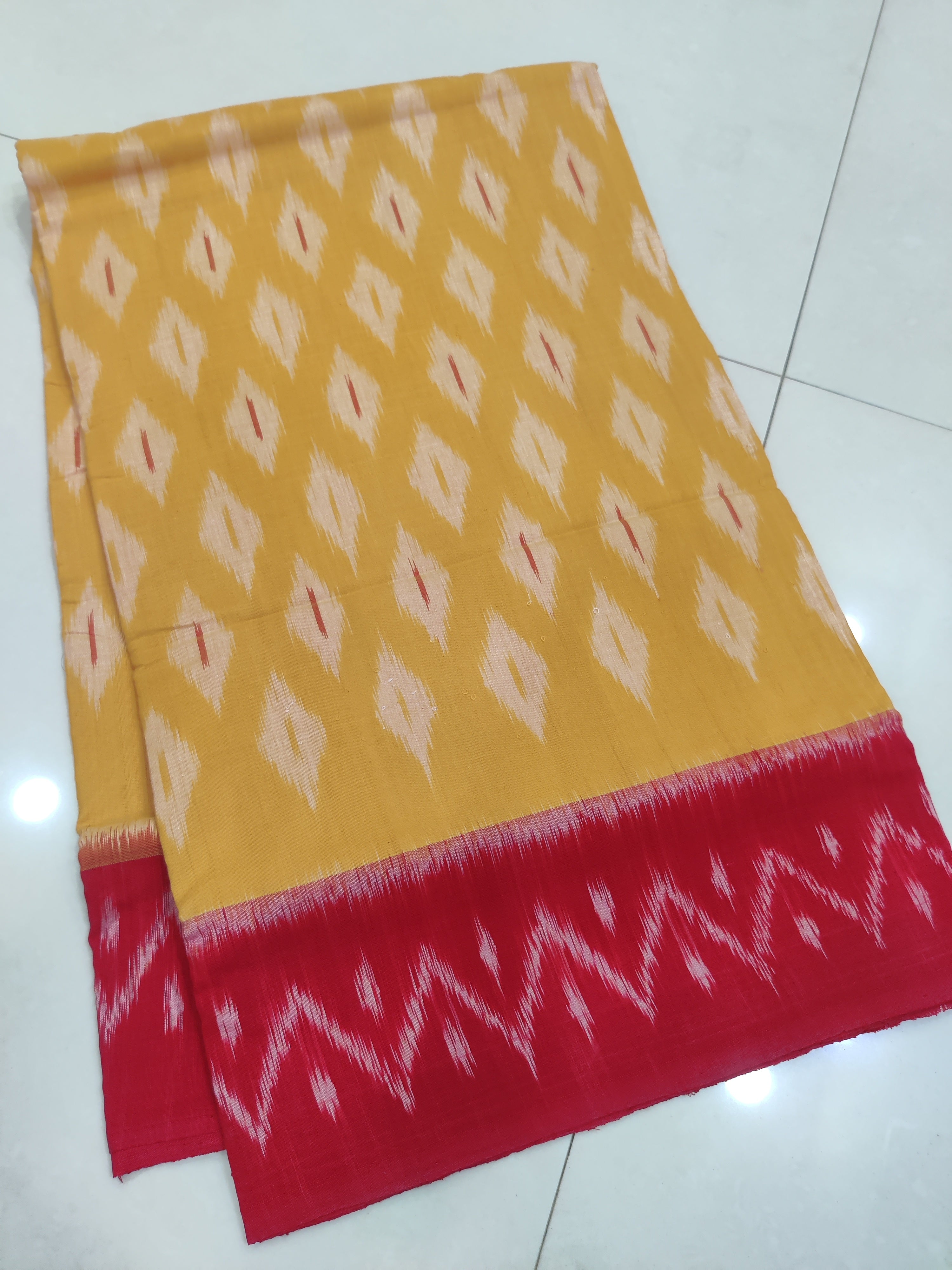 RED- MERCERISED PURE COTTON HANDLOOM POCHAMPALLY IKAT SAREE 77